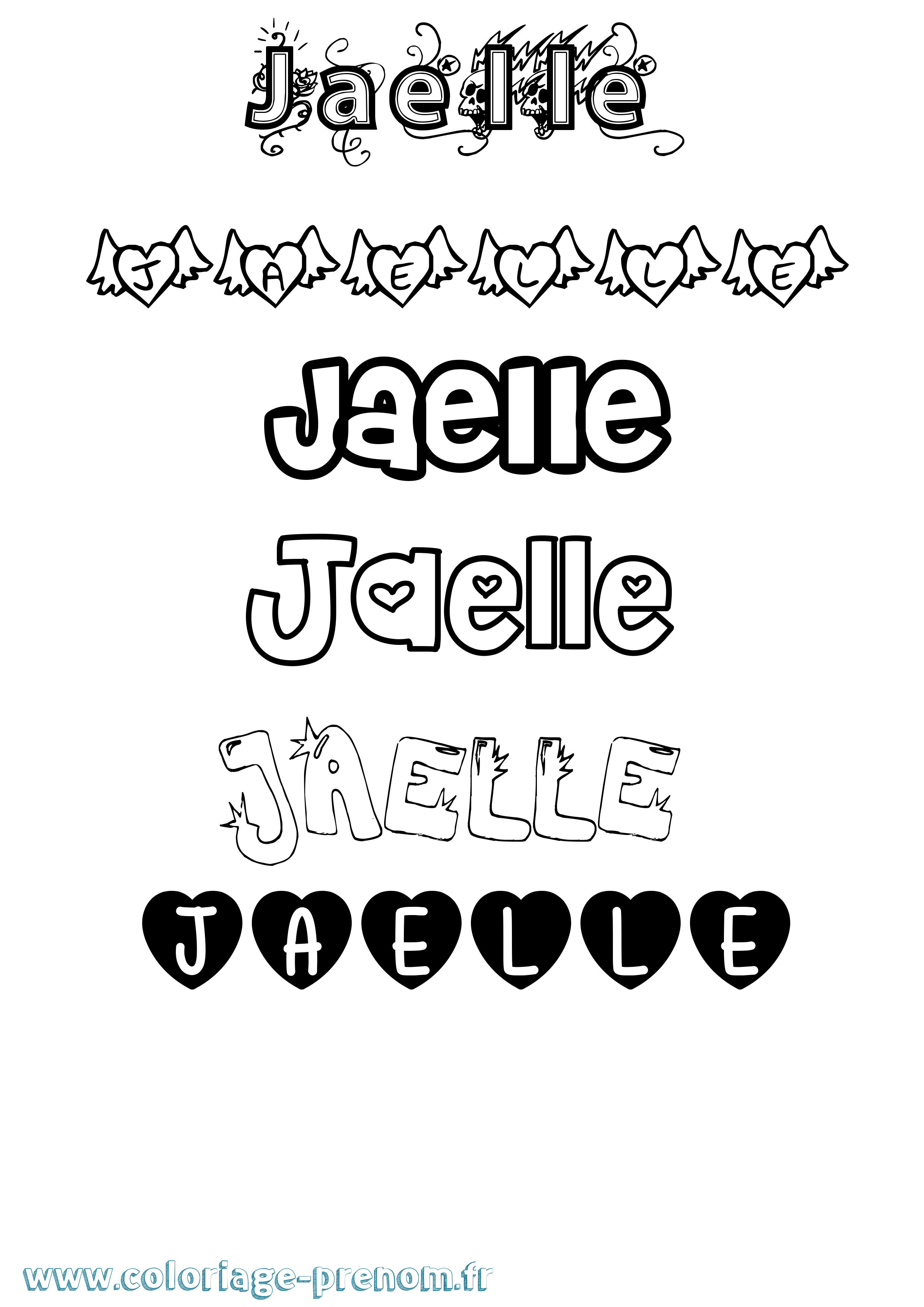 Coloriage prénom Jaelle Girly