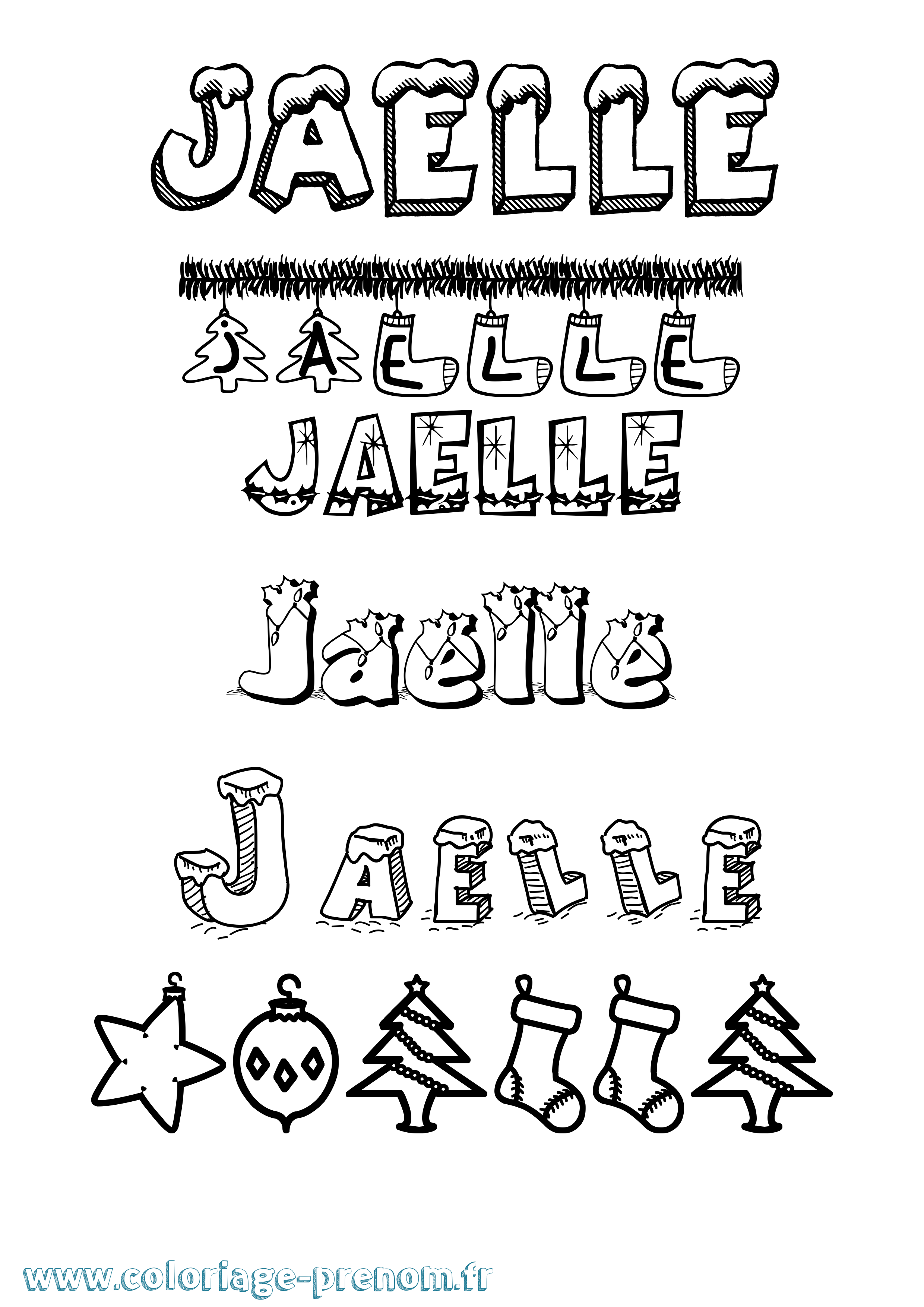 Coloriage prénom Jaelle Noël