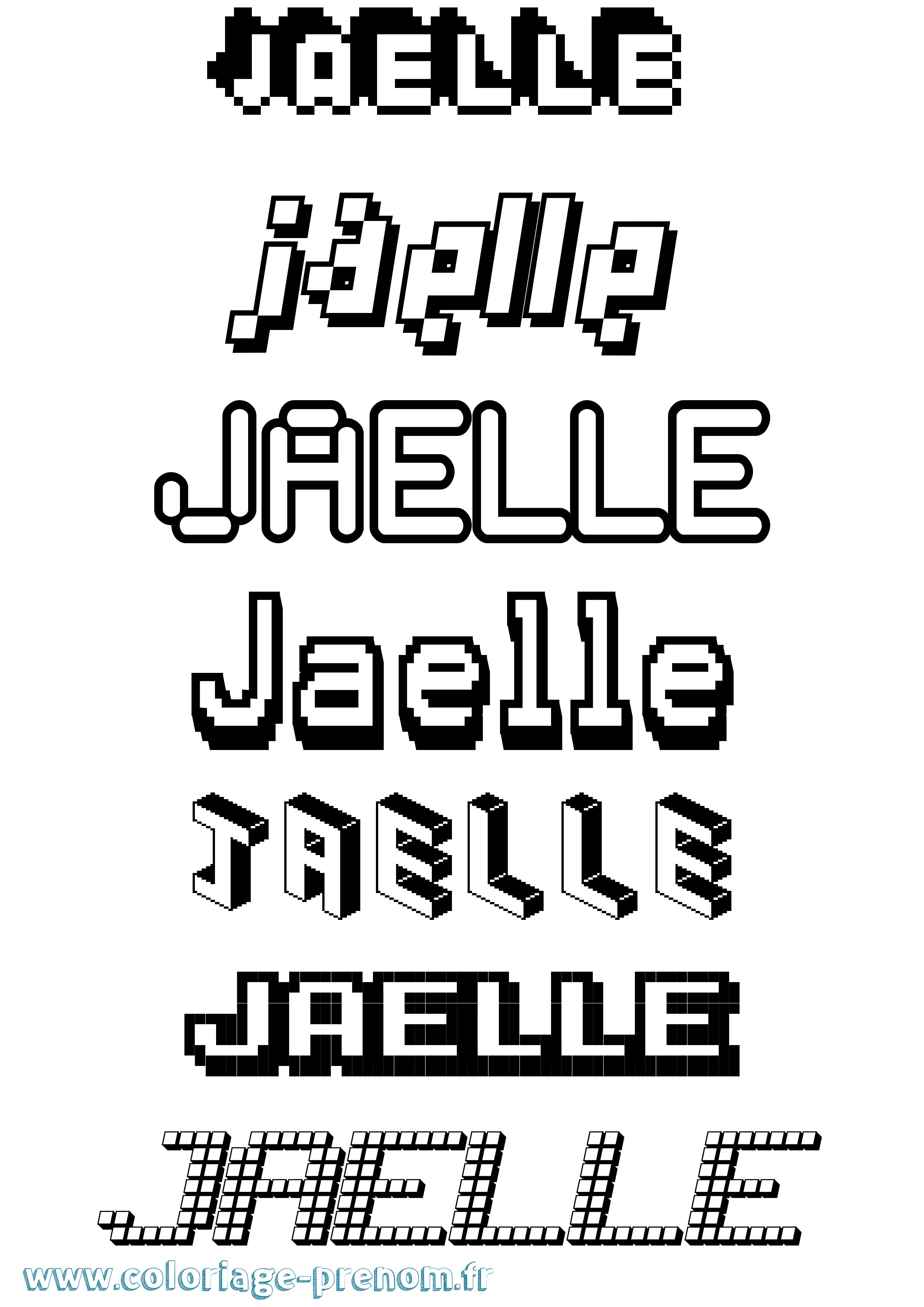 Coloriage prénom Jaelle Pixel