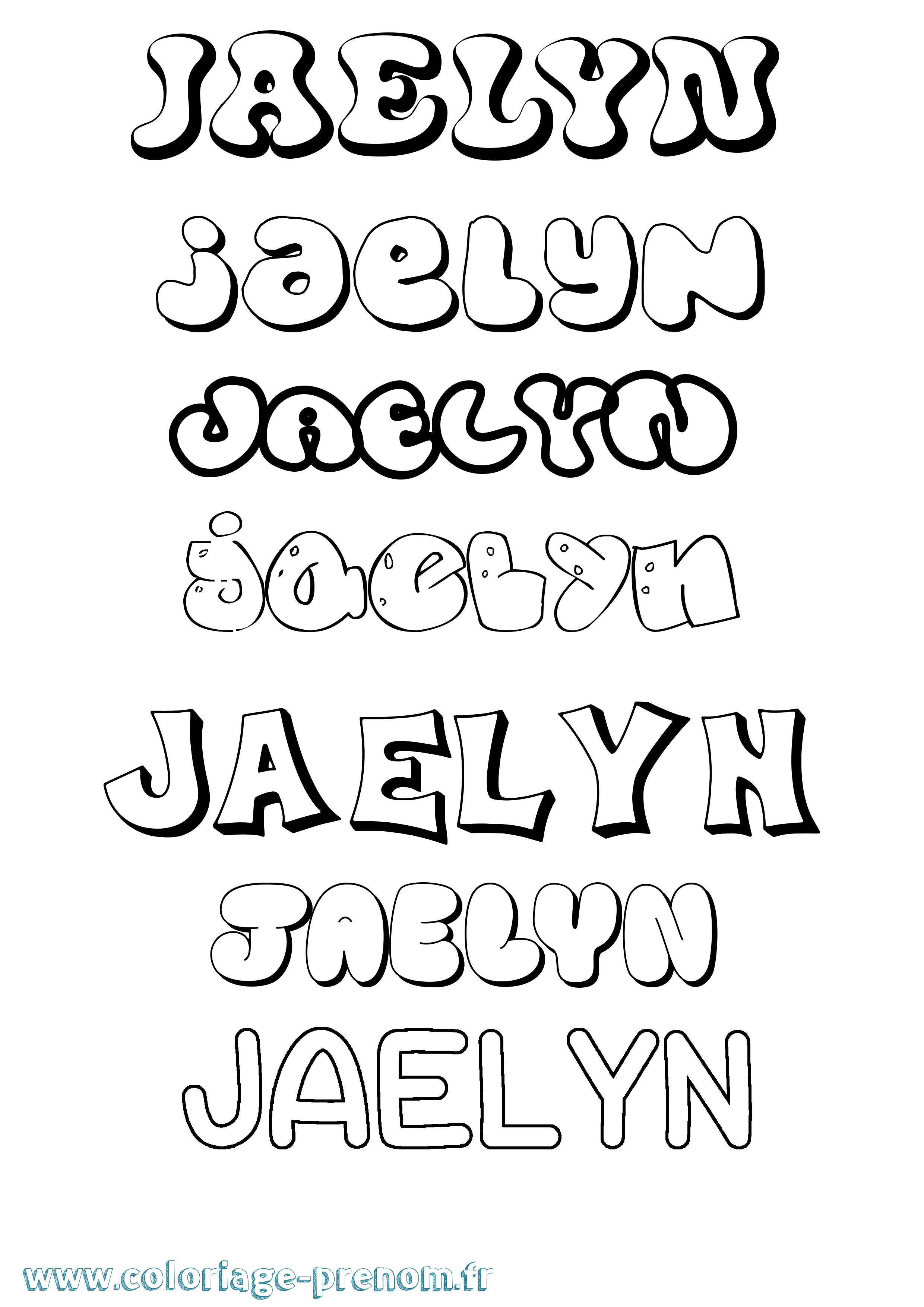 Coloriage Jaelyn Bubble Coloriage prénom Jaelyn Bubble