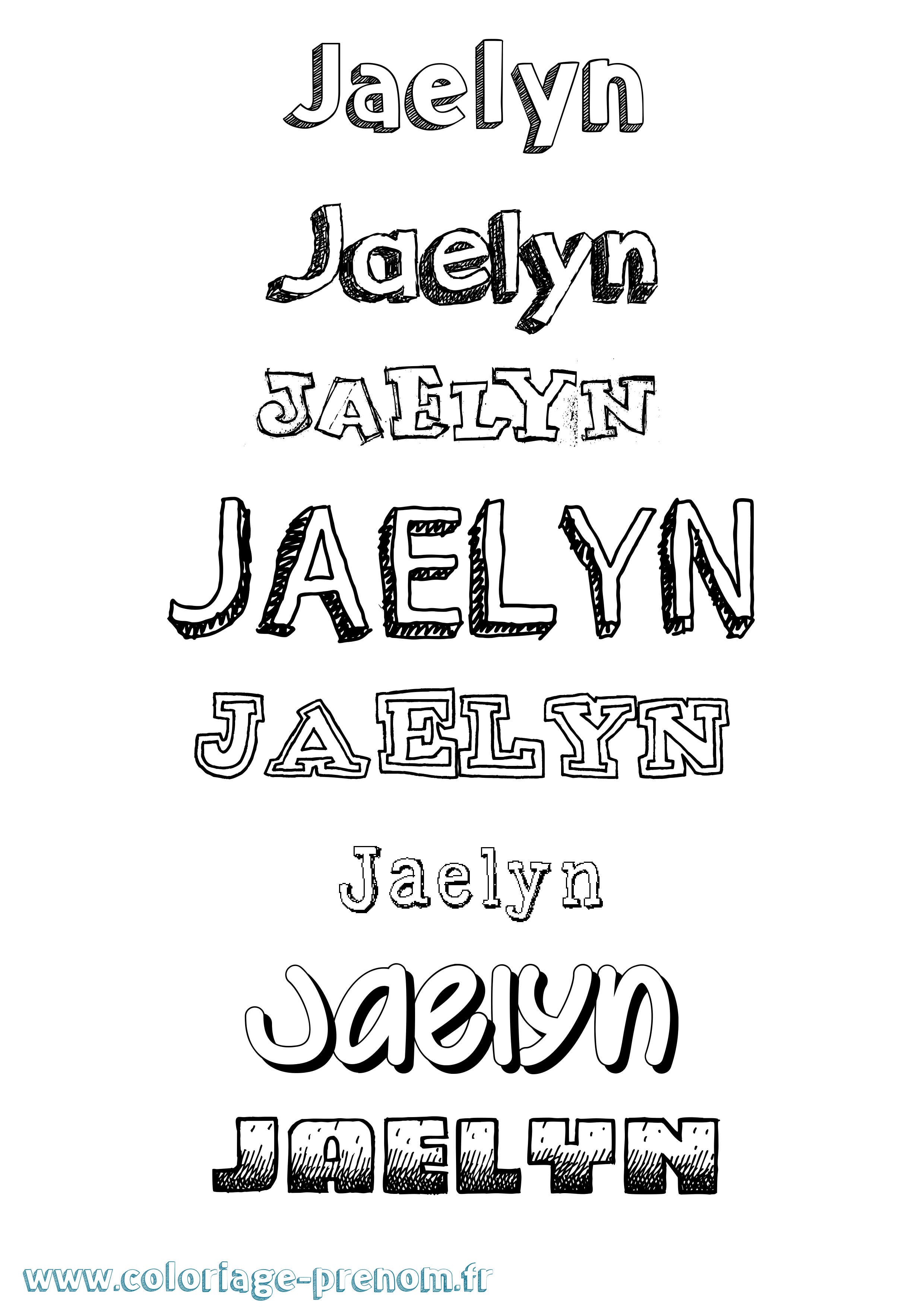 Coloriage prénom Jaelyn Dessiné