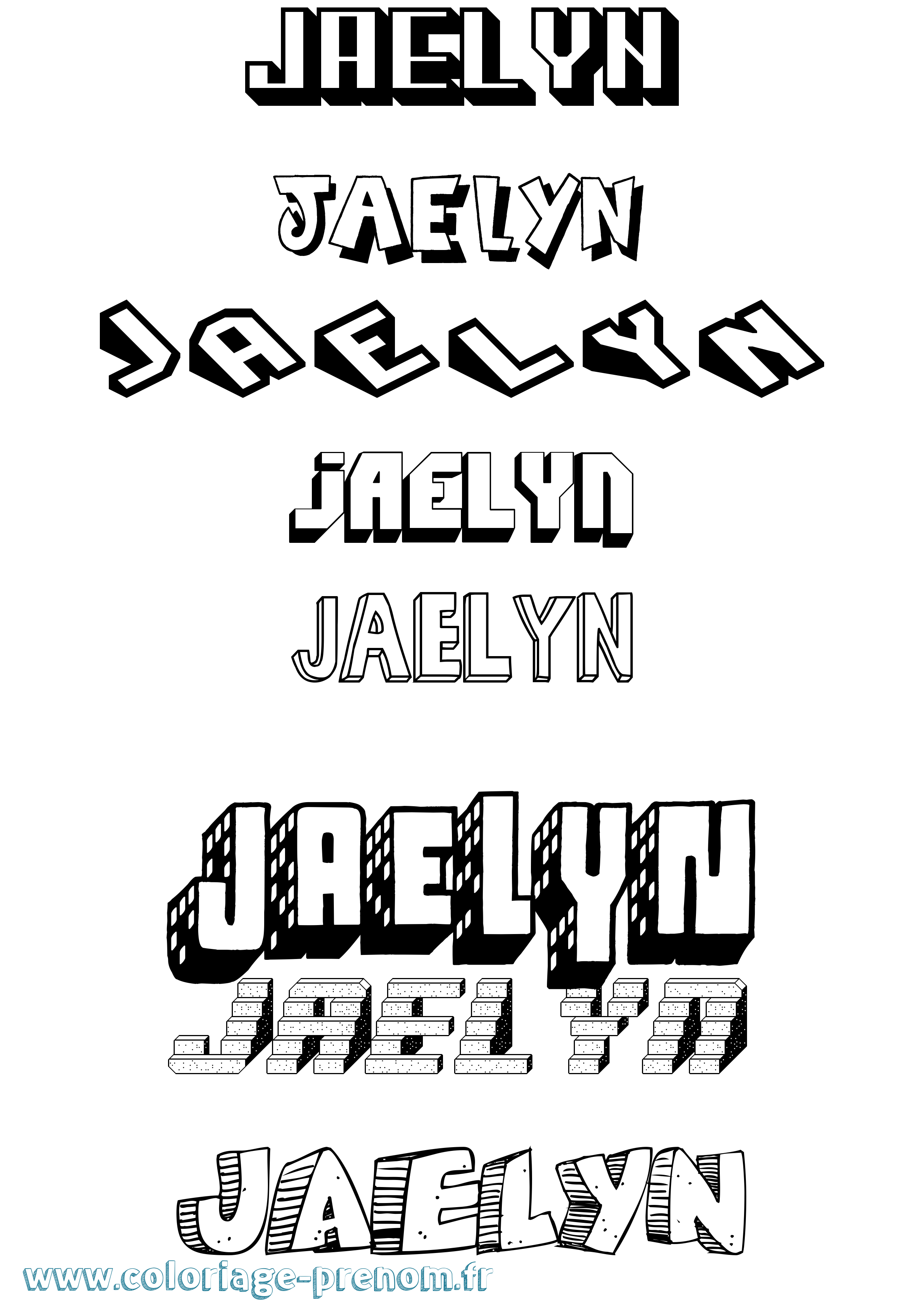 Coloriage Jaelyn Effet 3D Coloriage prénom Jaelyn Effet 3D