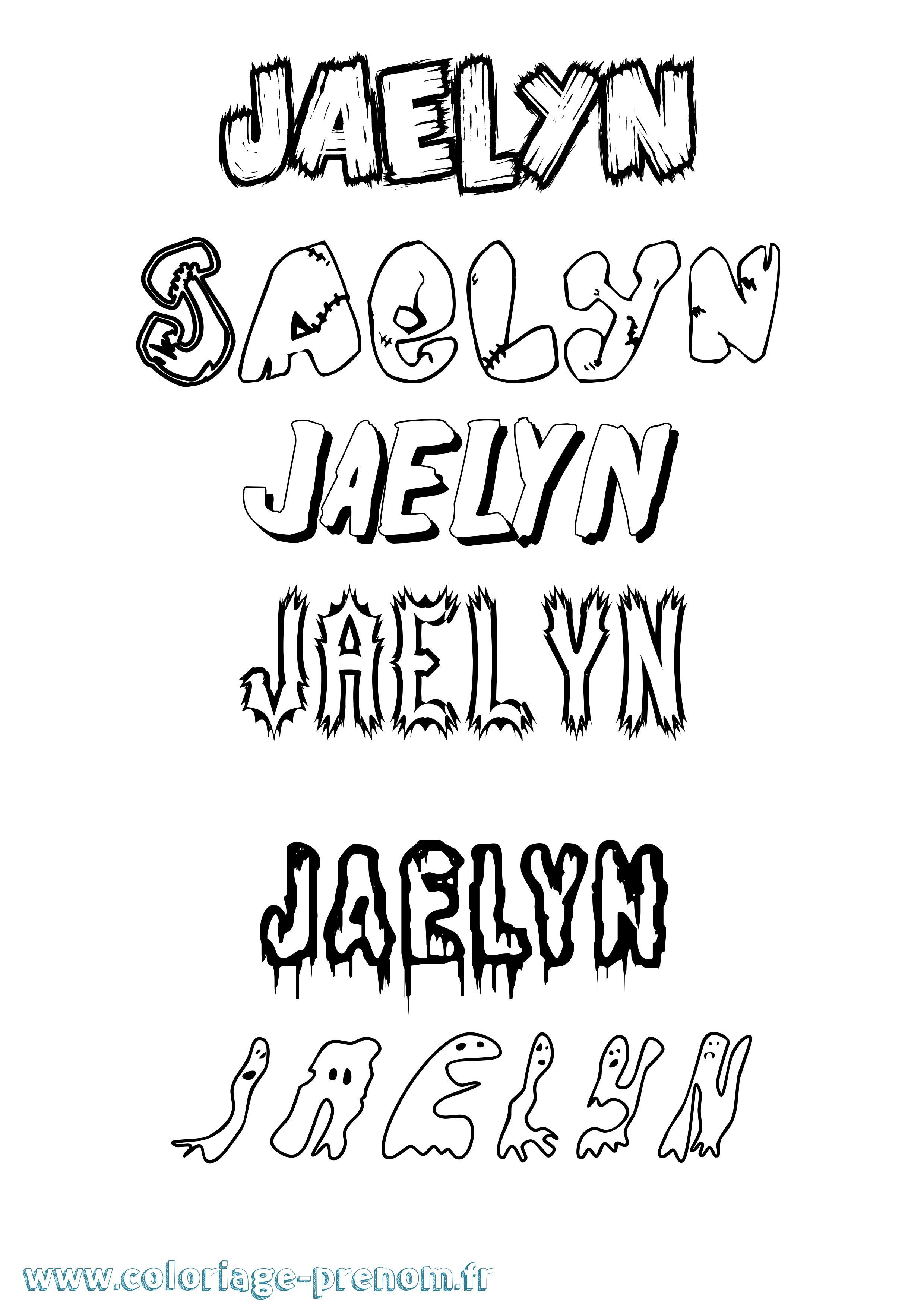 Coloriage Jaelyn Frisson Coloriage prénom Jaelyn Frisson