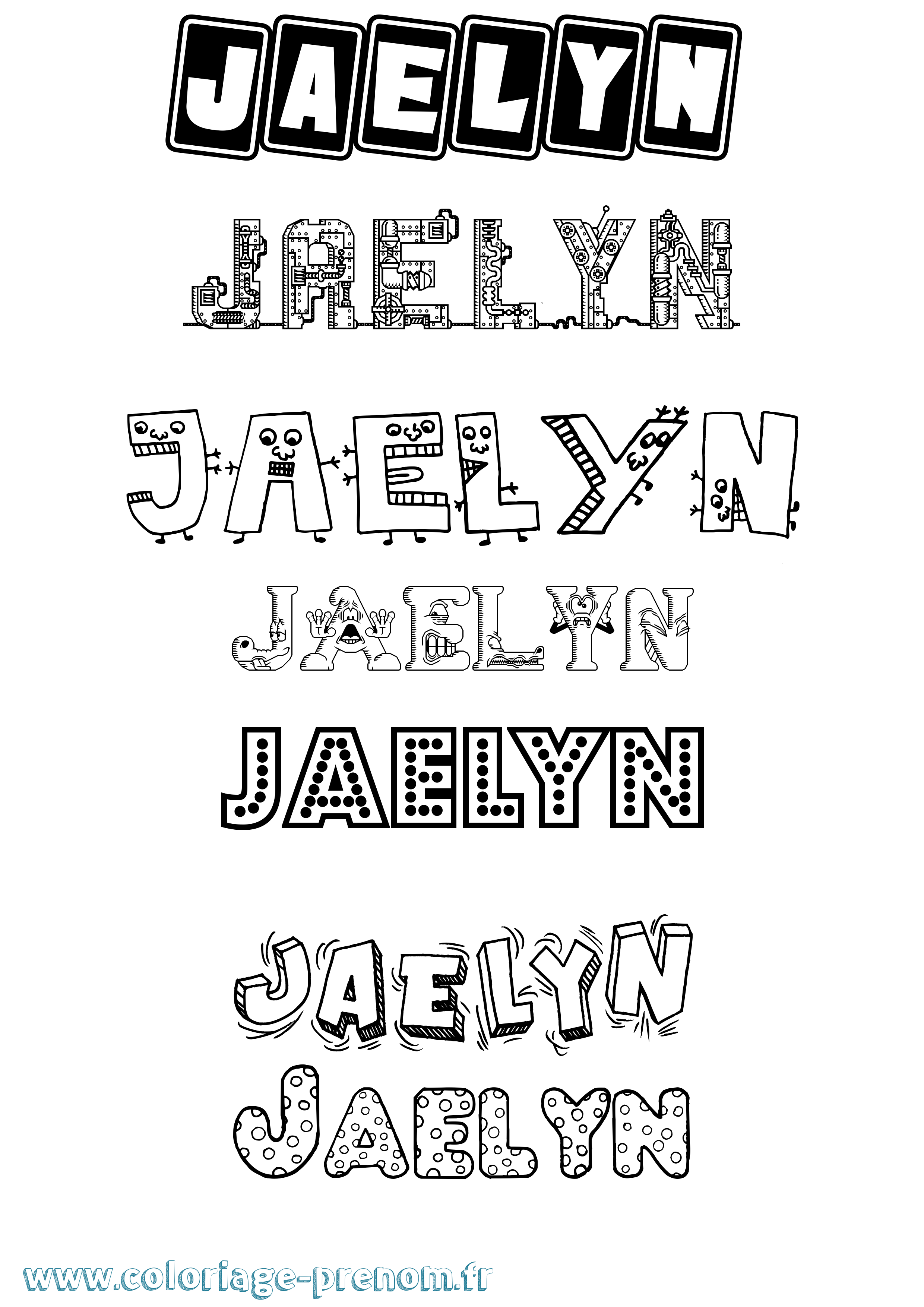 Coloriage Jaelyn Fun Coloriage prénom Jaelyn Fun