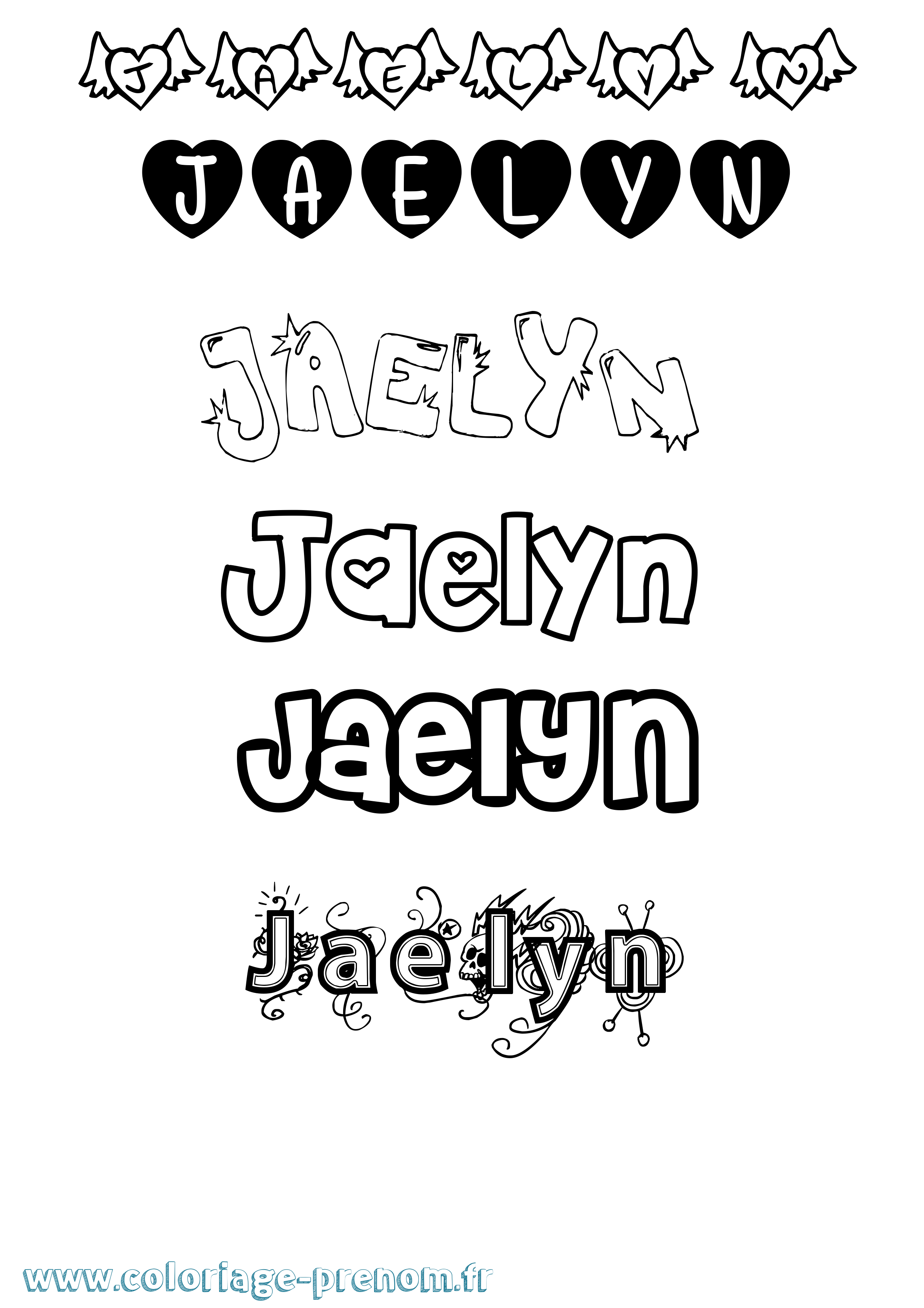Coloriage prénom Jaelyn Girly