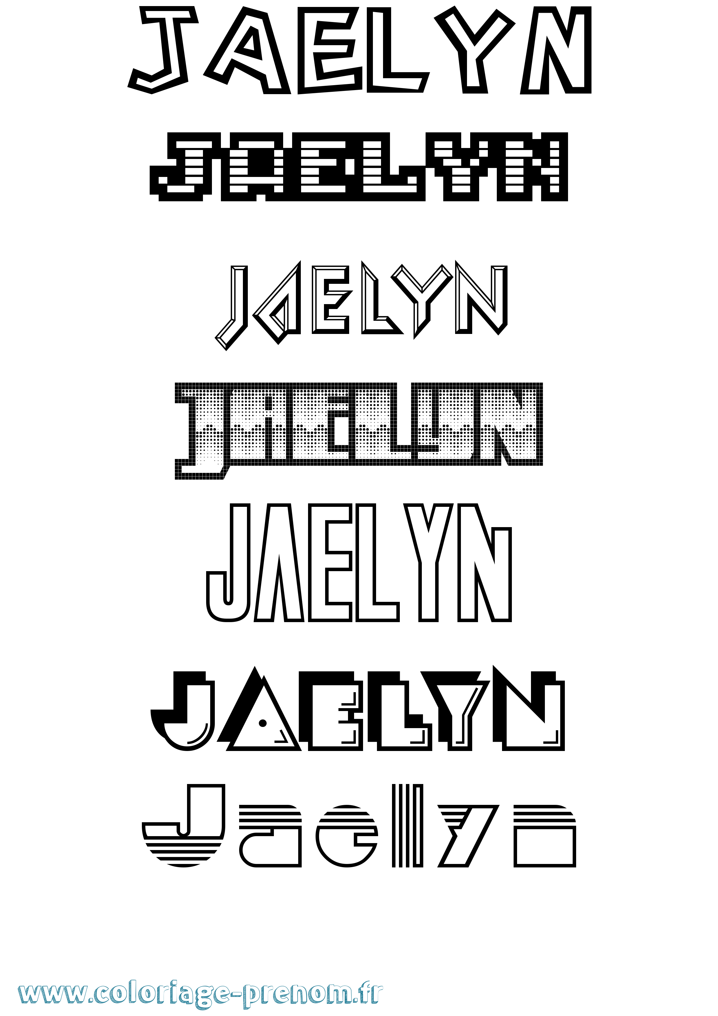 Coloriage prénom Jaelyn Jeux Vidéos