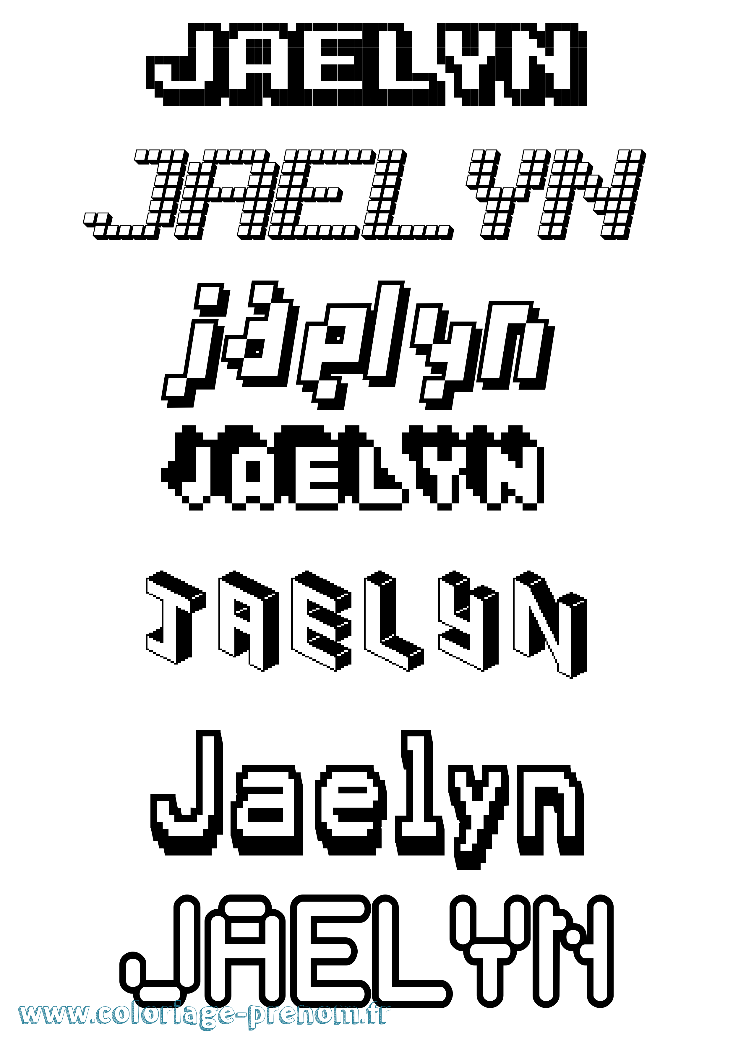 Coloriage Jaelyn Pixel Coloriage prénom Jaelyn Pixel