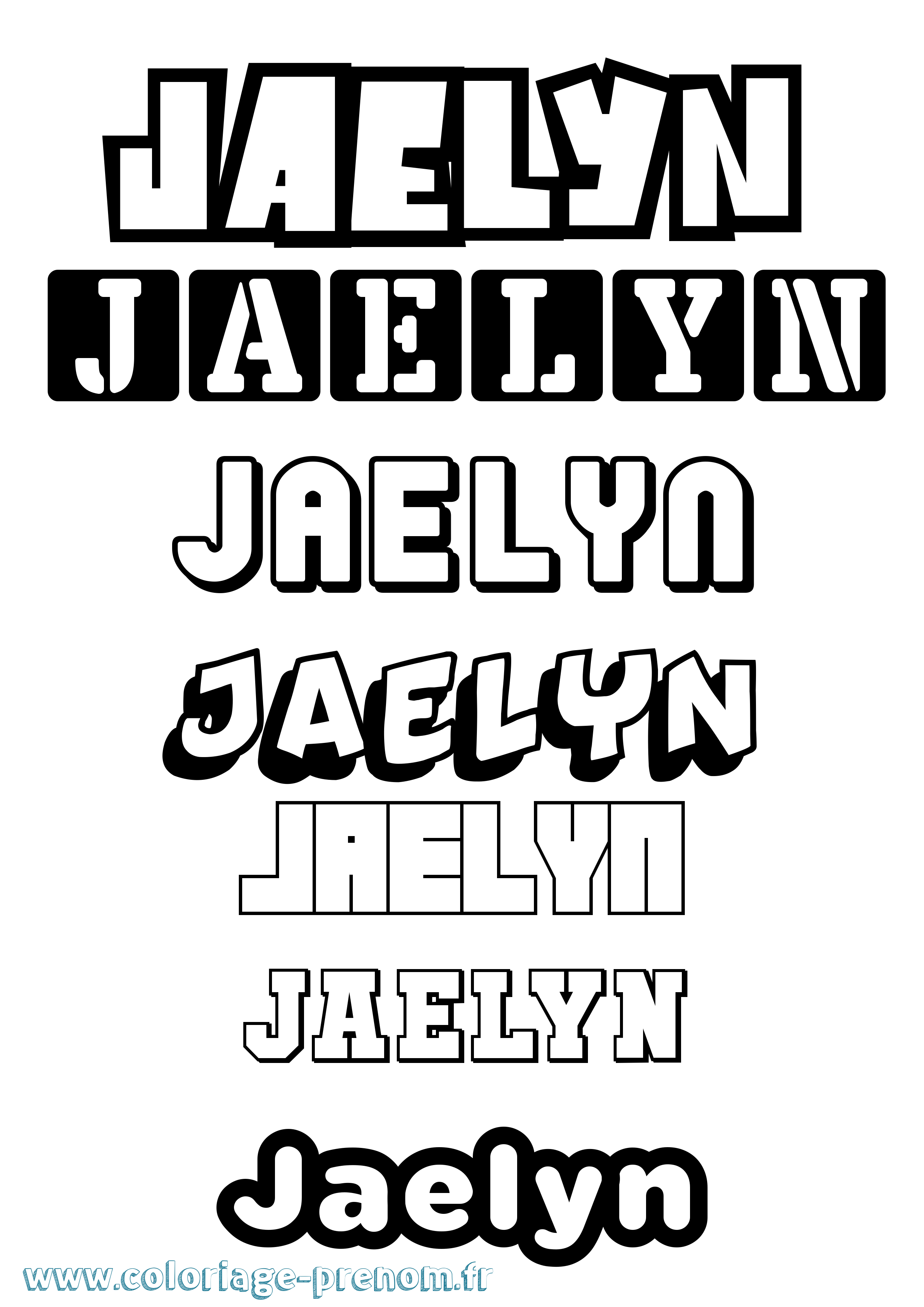 Coloriage prénom Jaelyn Simple