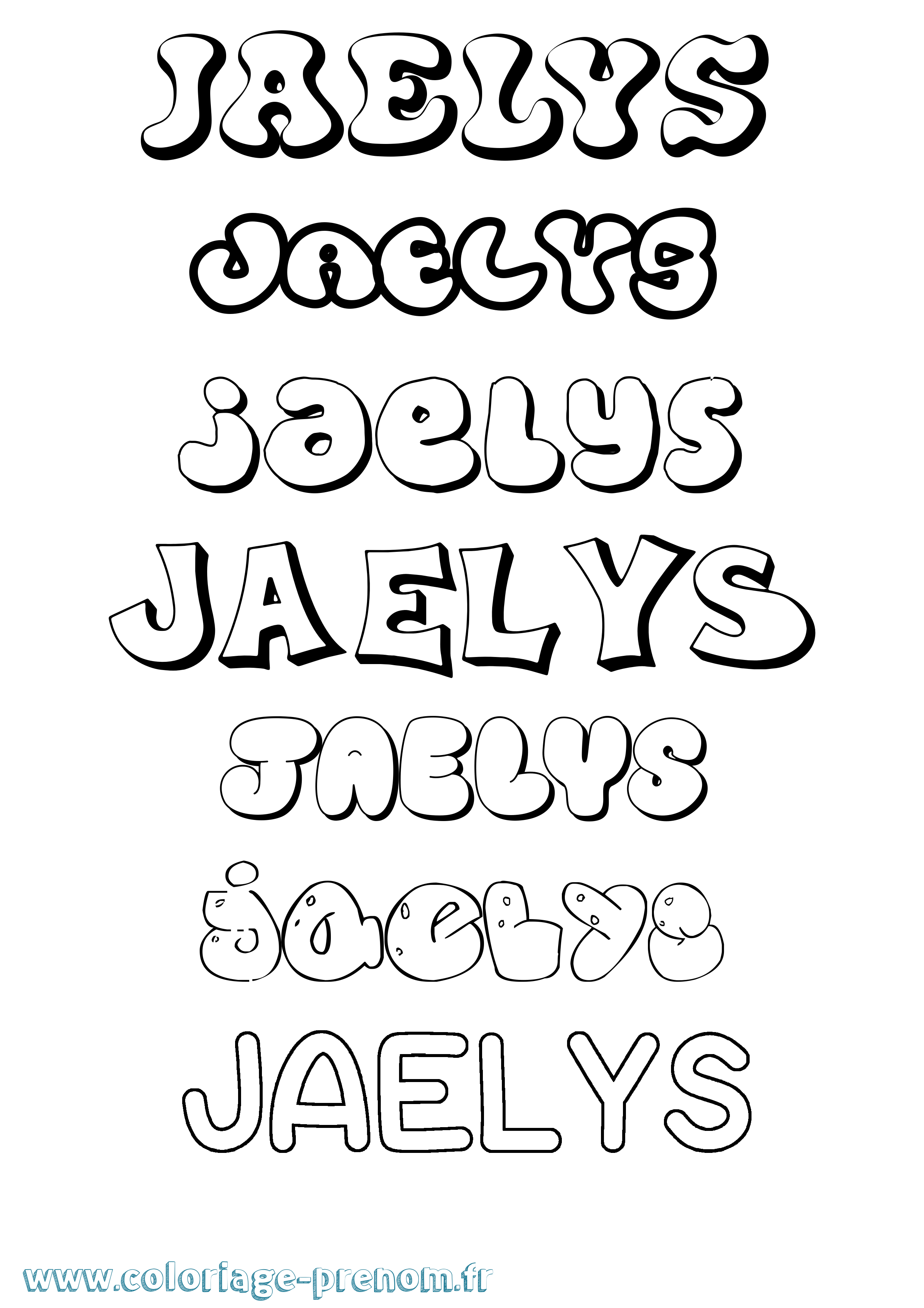 Coloriage Jaelys Bubble Coloriage prénom Jaelys Bubble