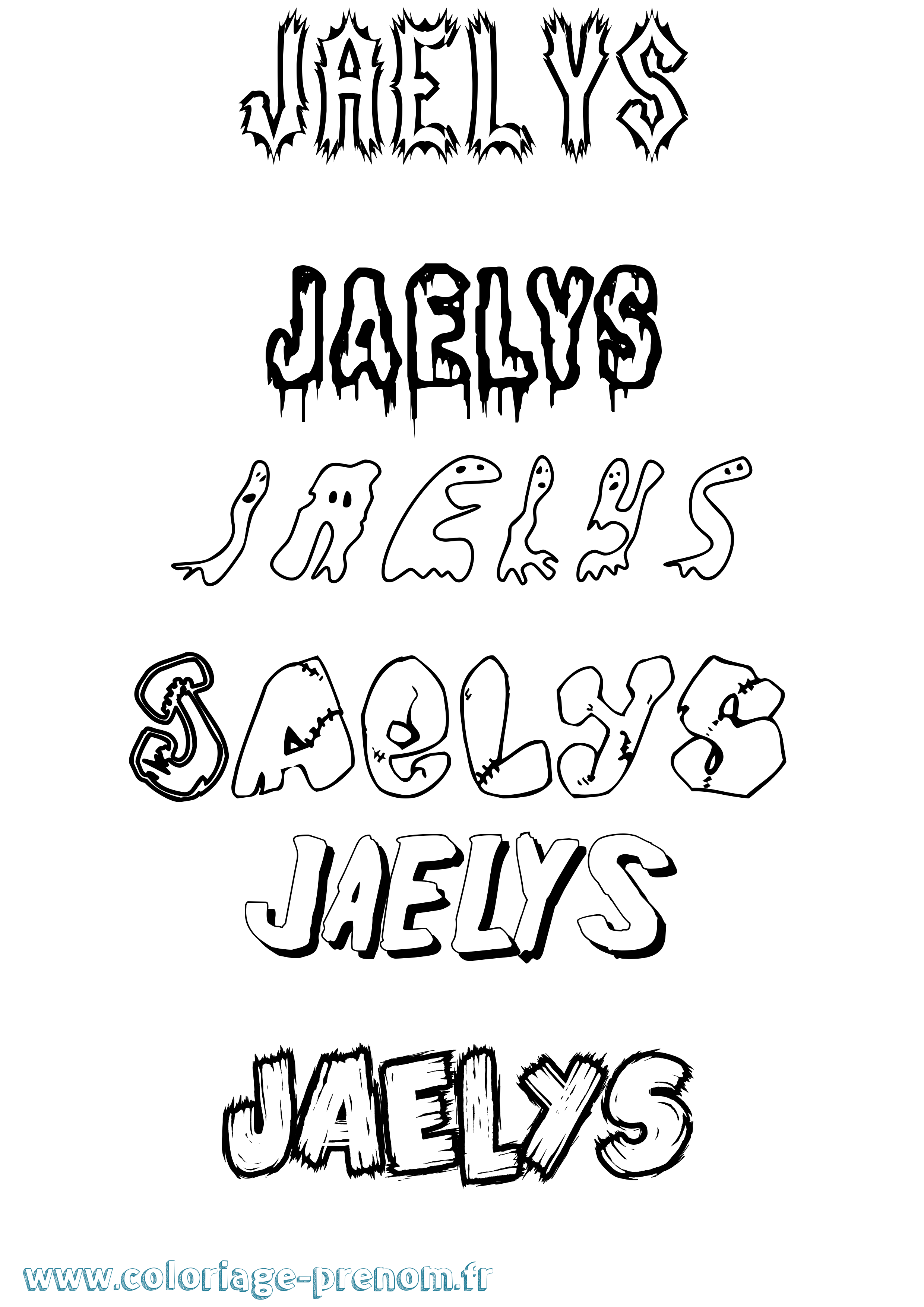 Coloriage Jaelys Frisson Coloriage prénom Jaelys Frisson