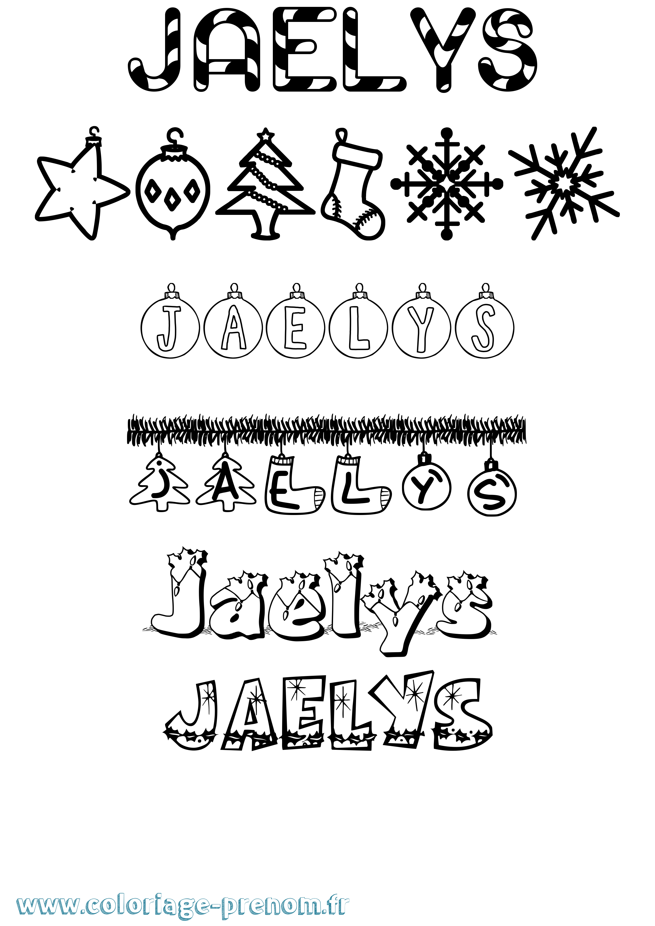 Coloriage Jaelys Noël Coloriage prénom Jaelys Noël