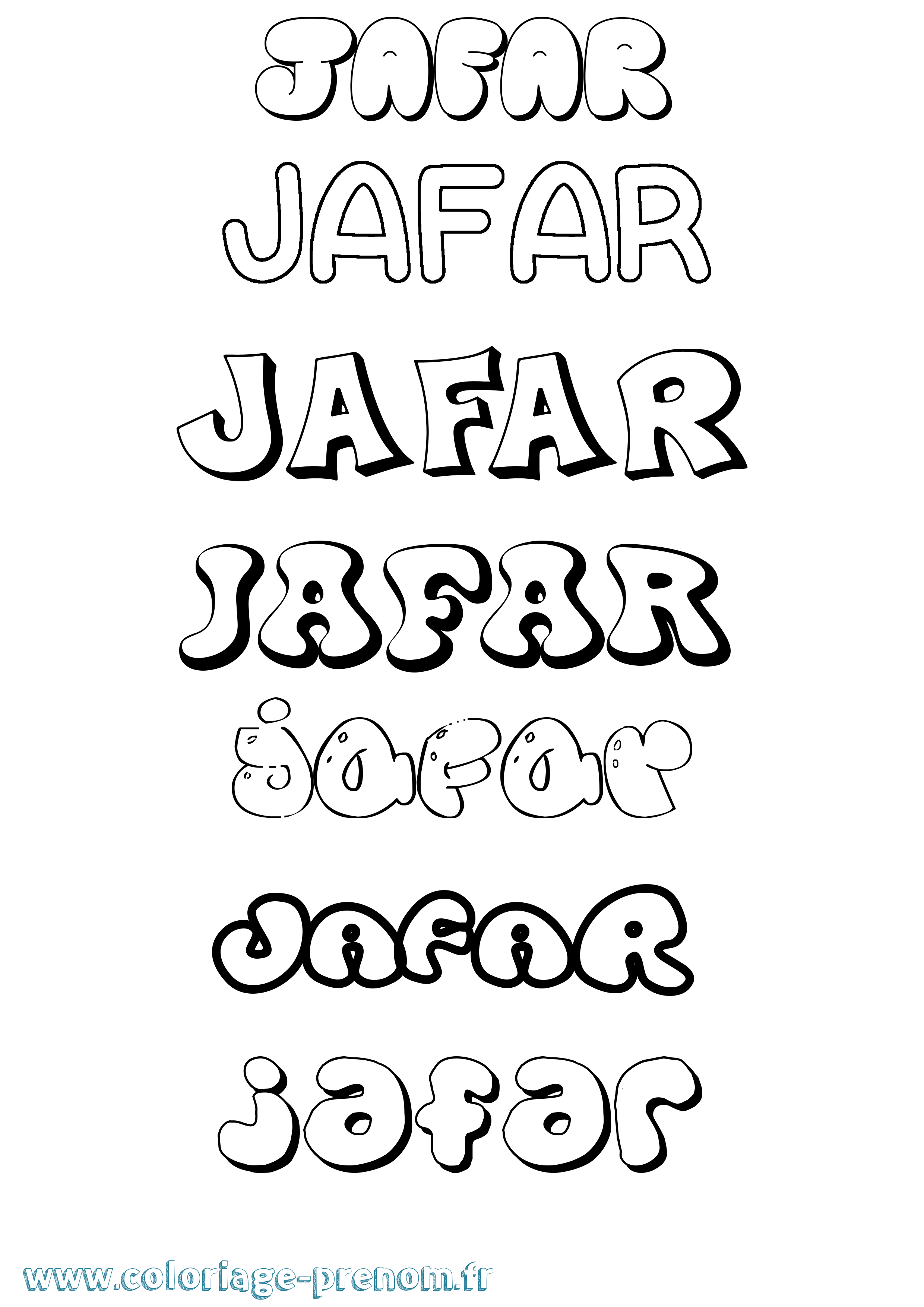 Coloriage prénom Jafar Bubble