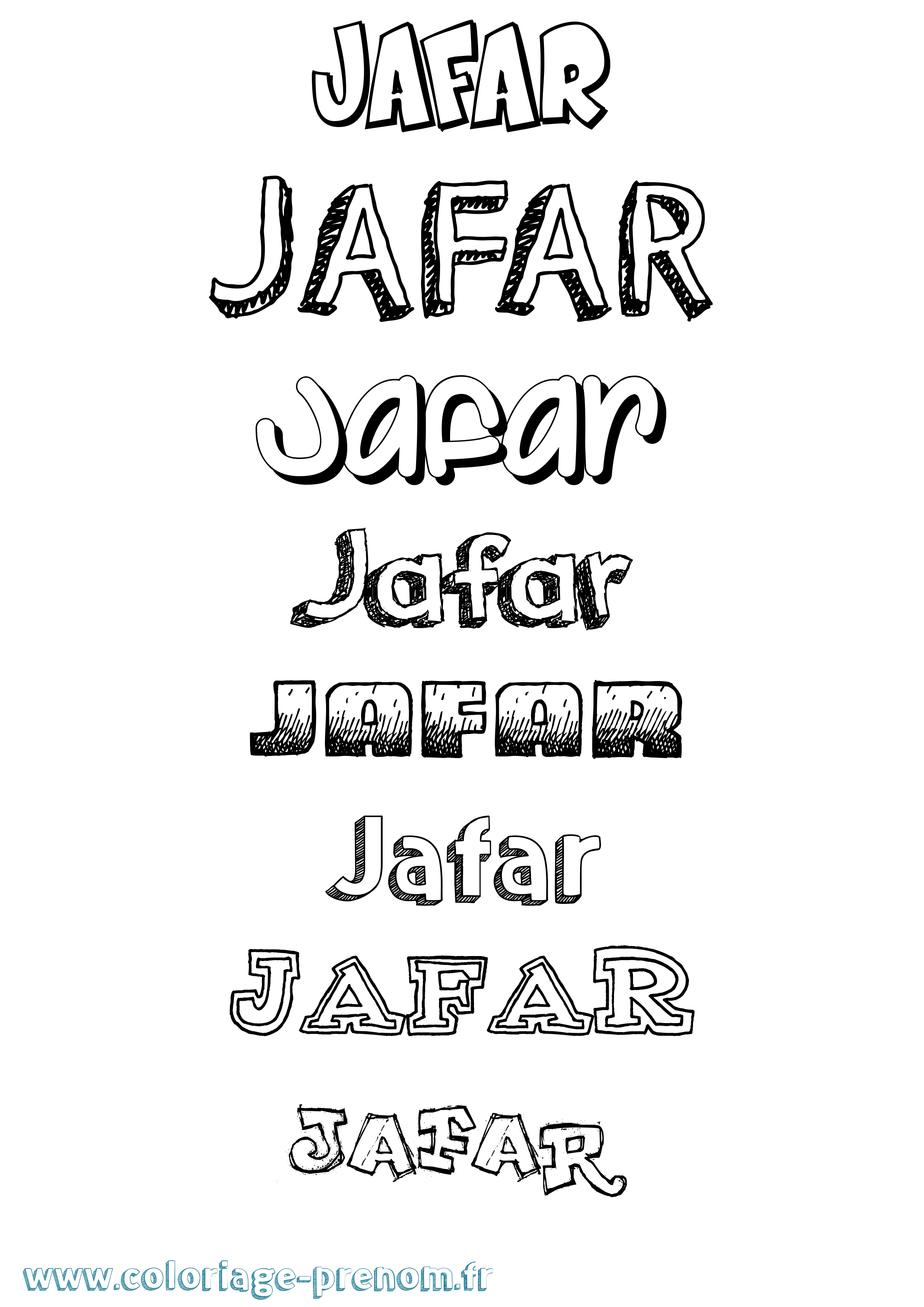 Coloriage prénom Jafar Dessiné