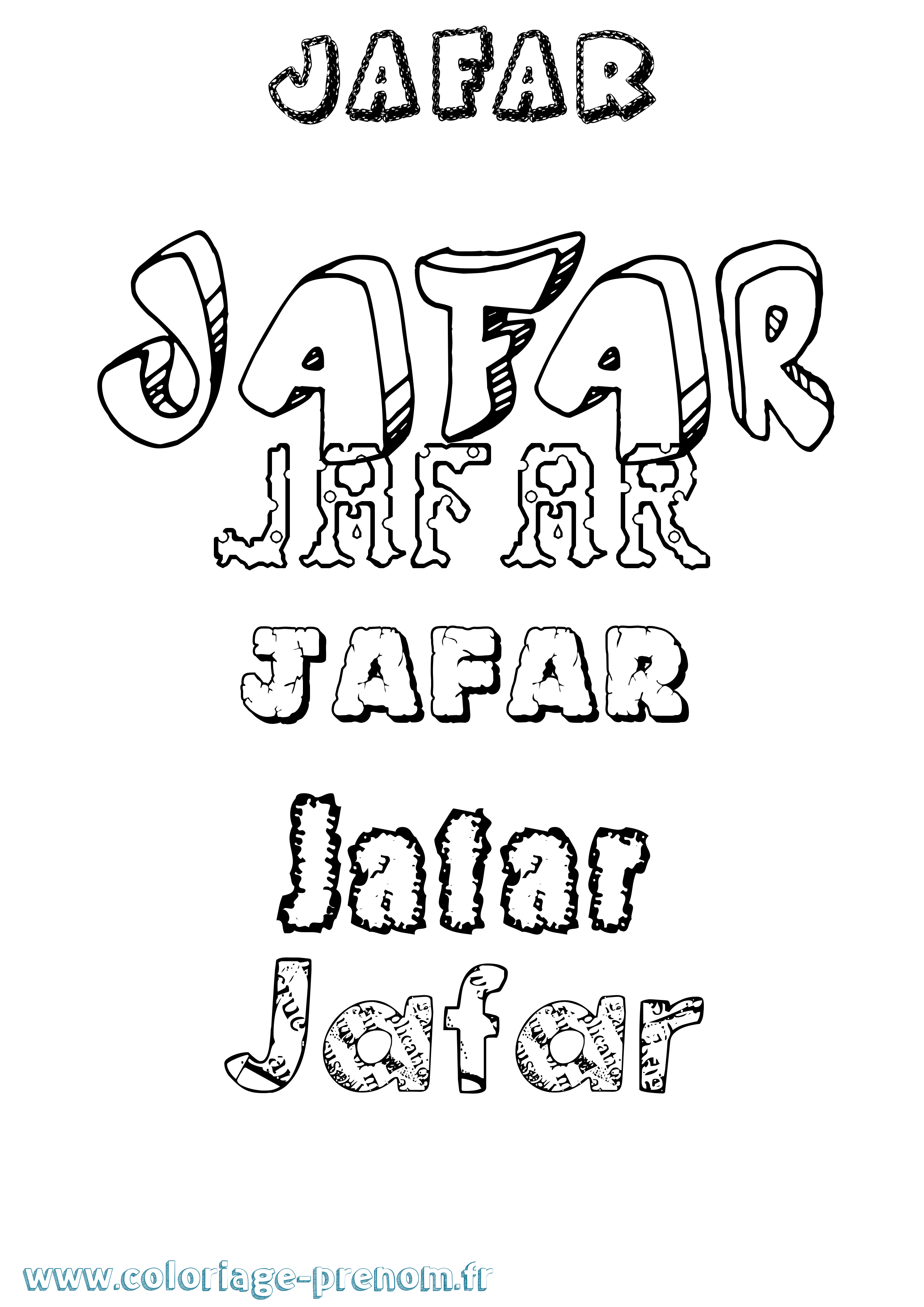 Coloriage prénom Jafar Destructuré