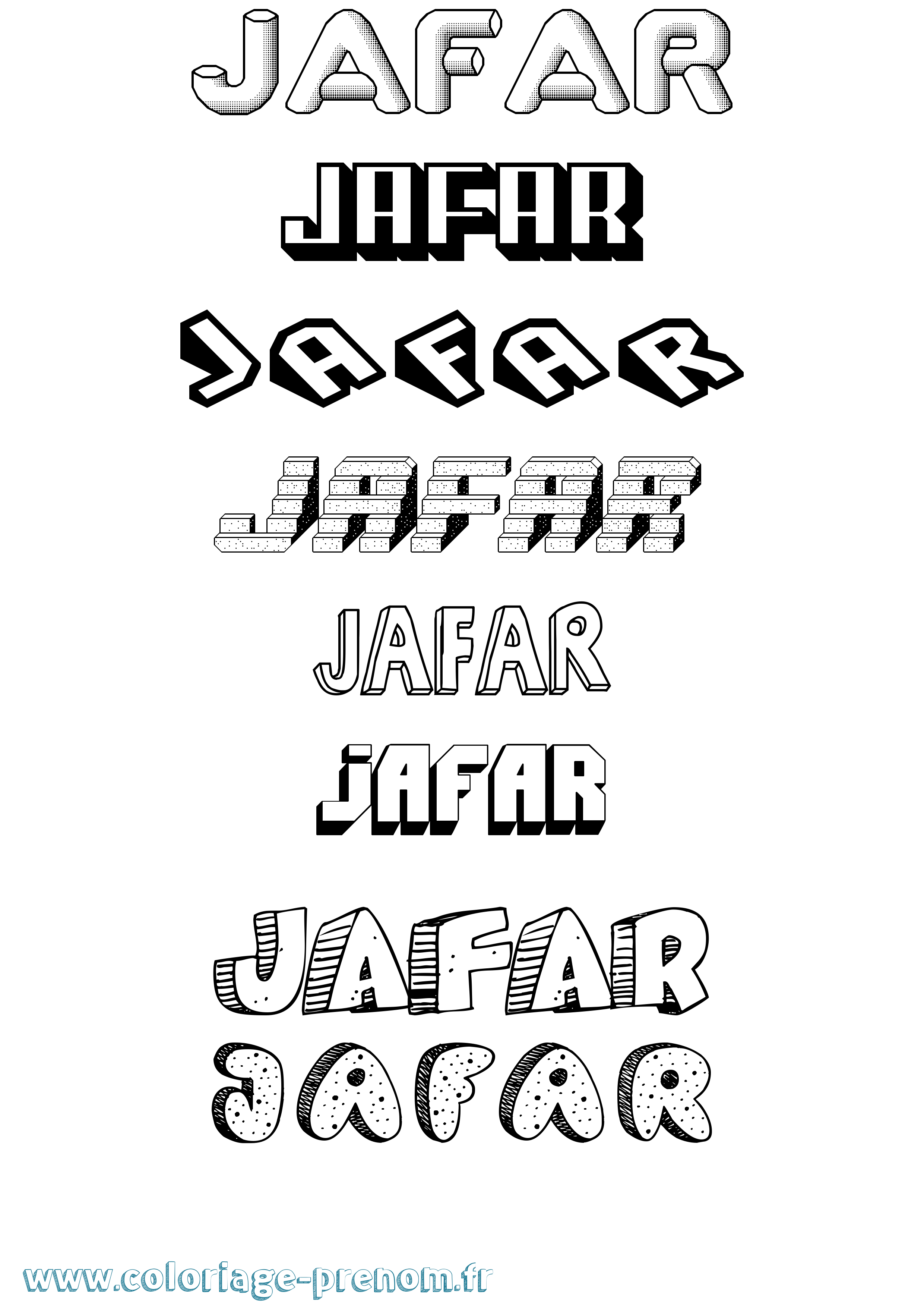 Coloriage prénom Jafar Effet 3D