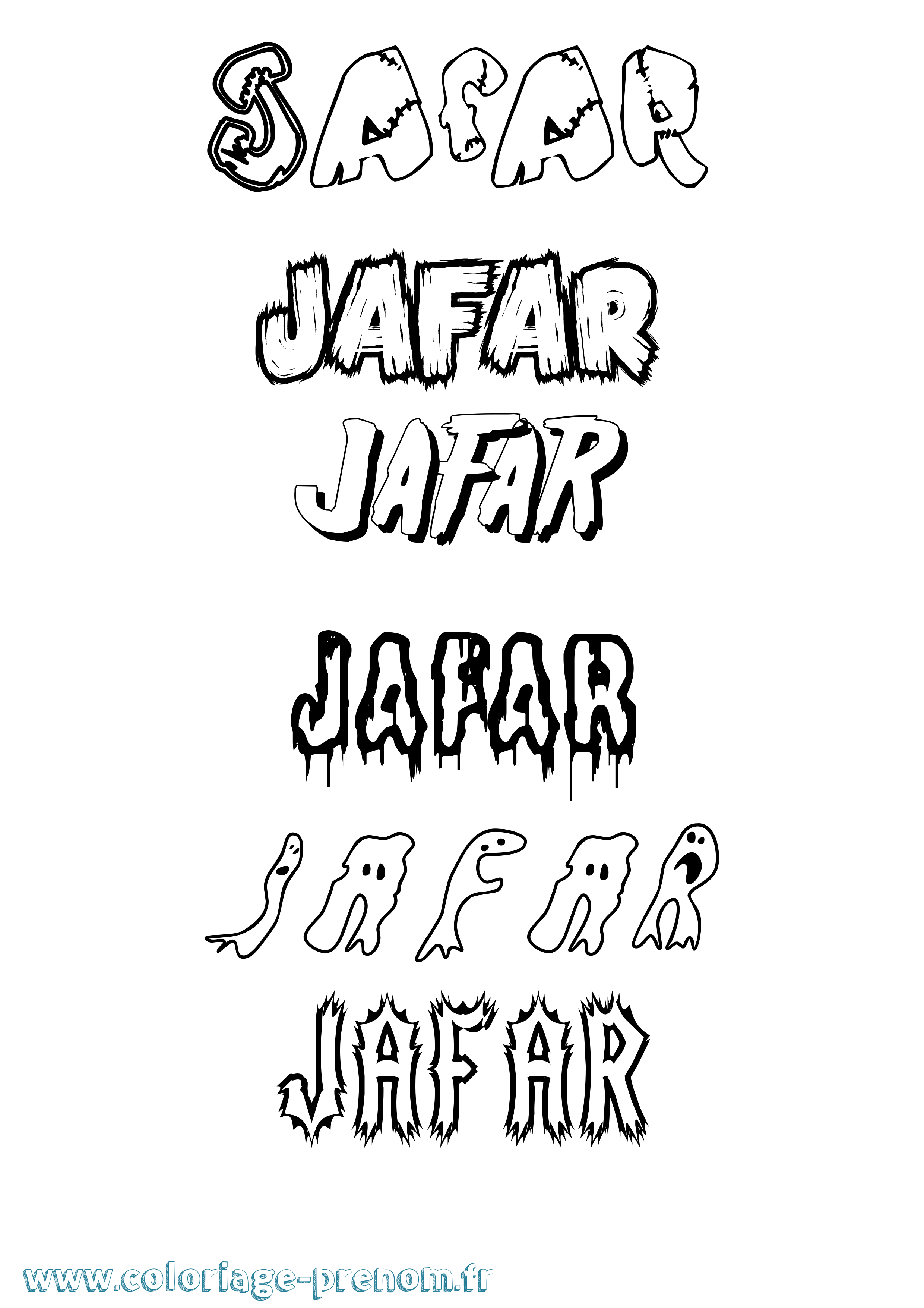 Coloriage prénom Jafar Frisson