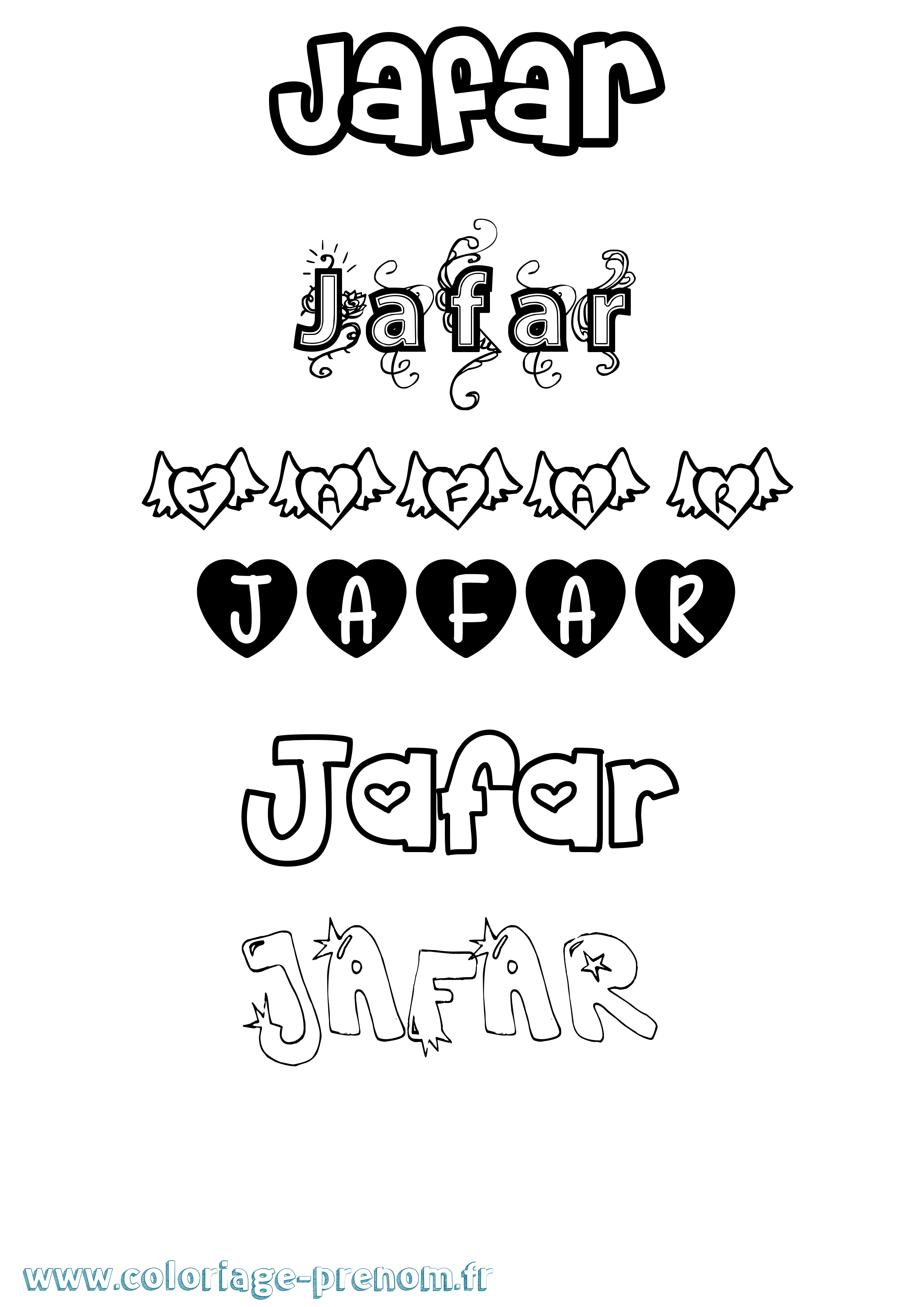 Coloriage prénom Jafar Girly