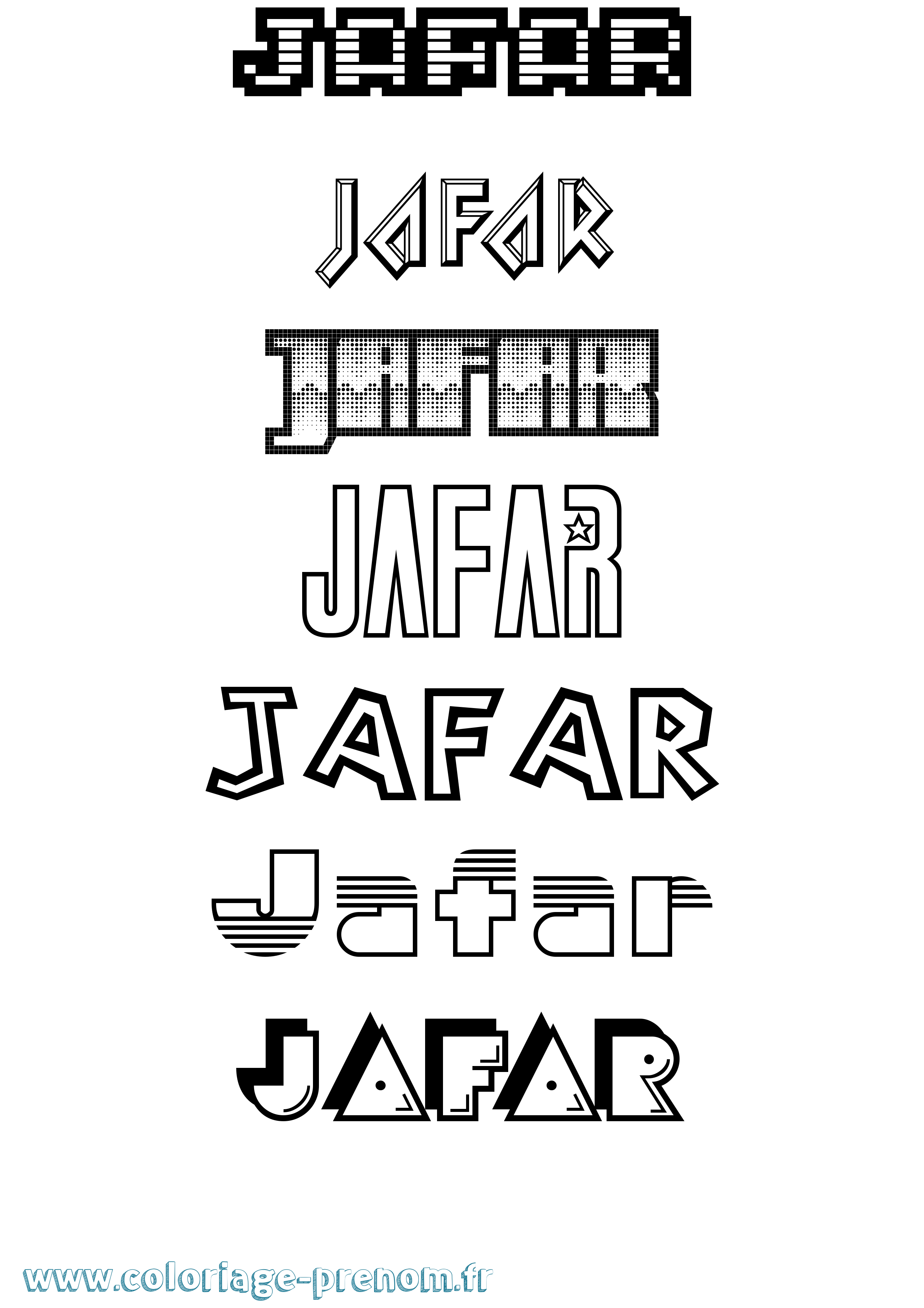 Coloriage prénom Jafar Jeux Vidéos