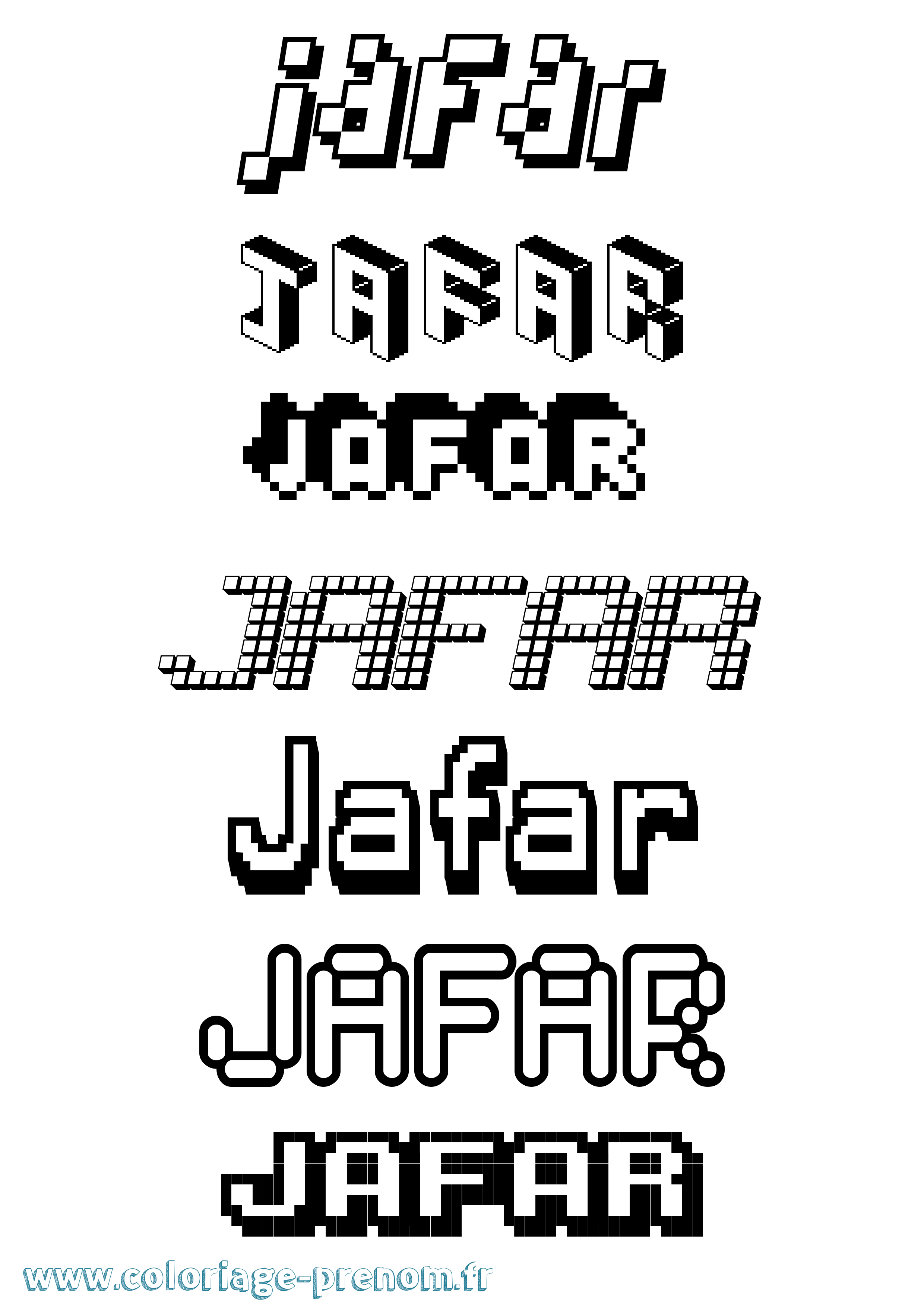 Coloriage prénom Jafar Pixel