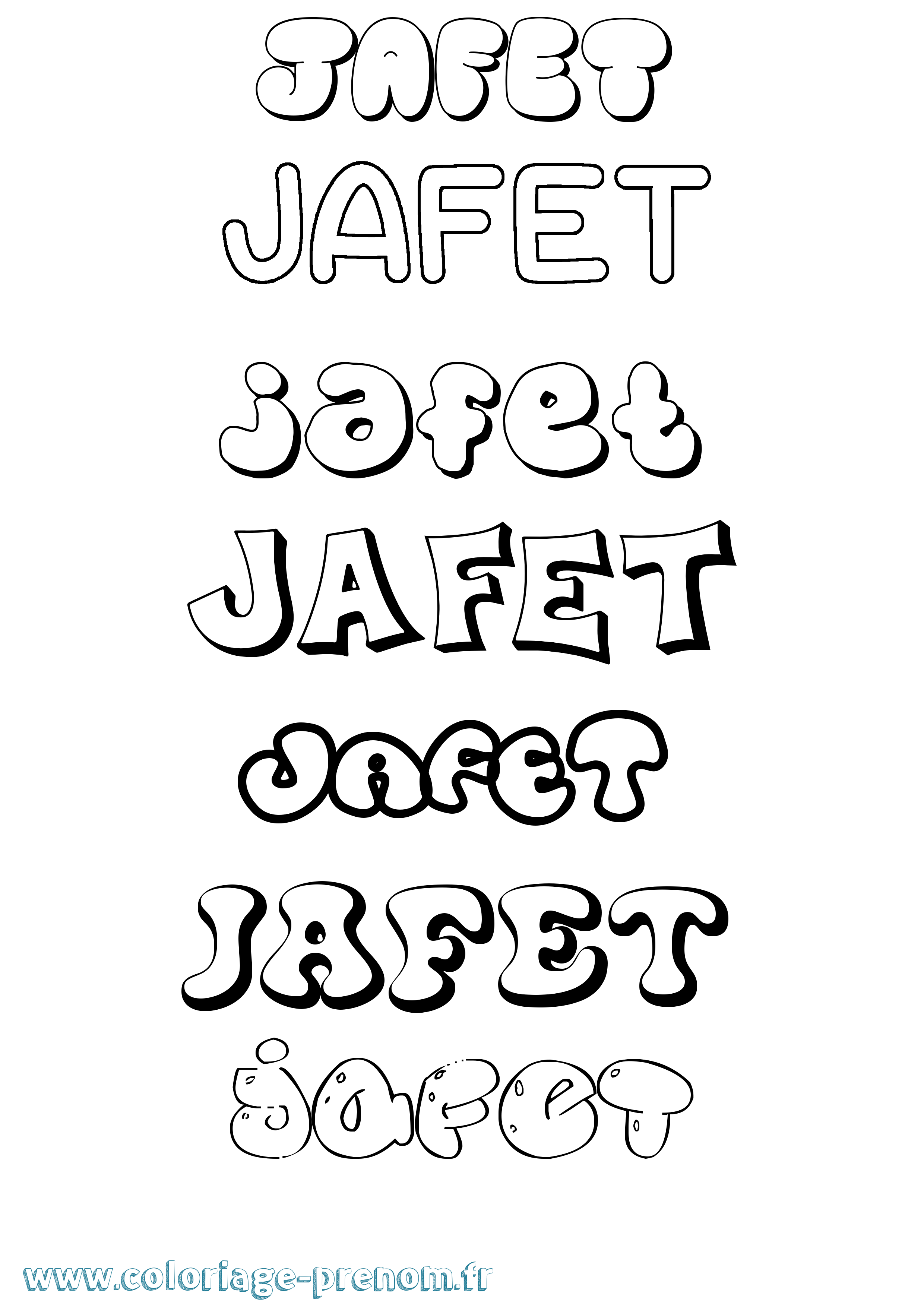 Coloriage prénom Jafet Bubble