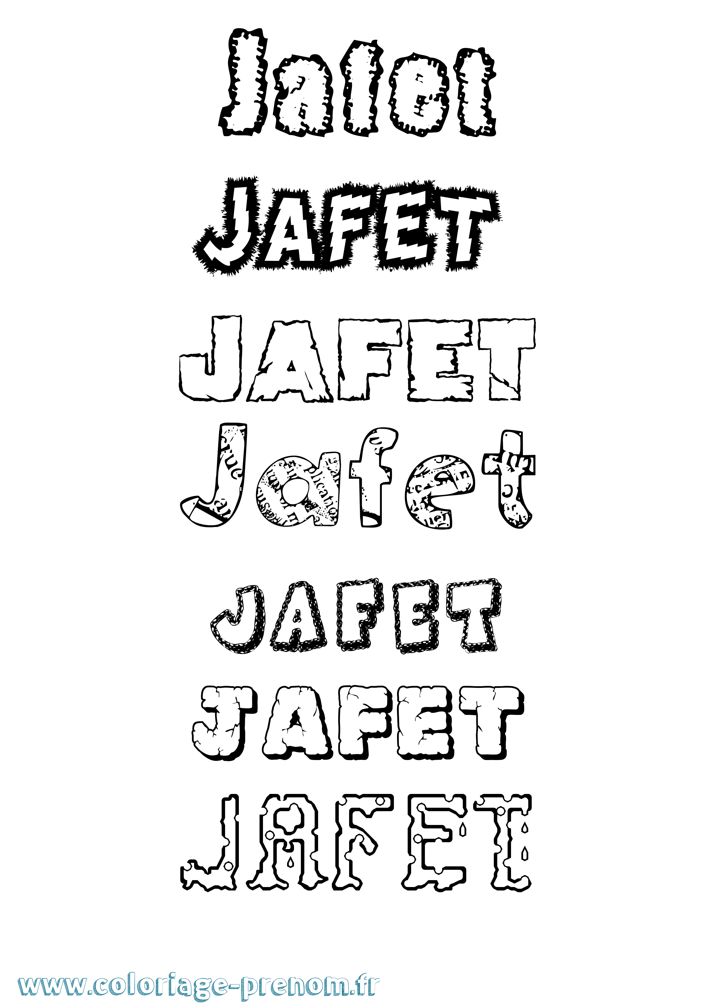 Coloriage prénom Jafet Destructuré