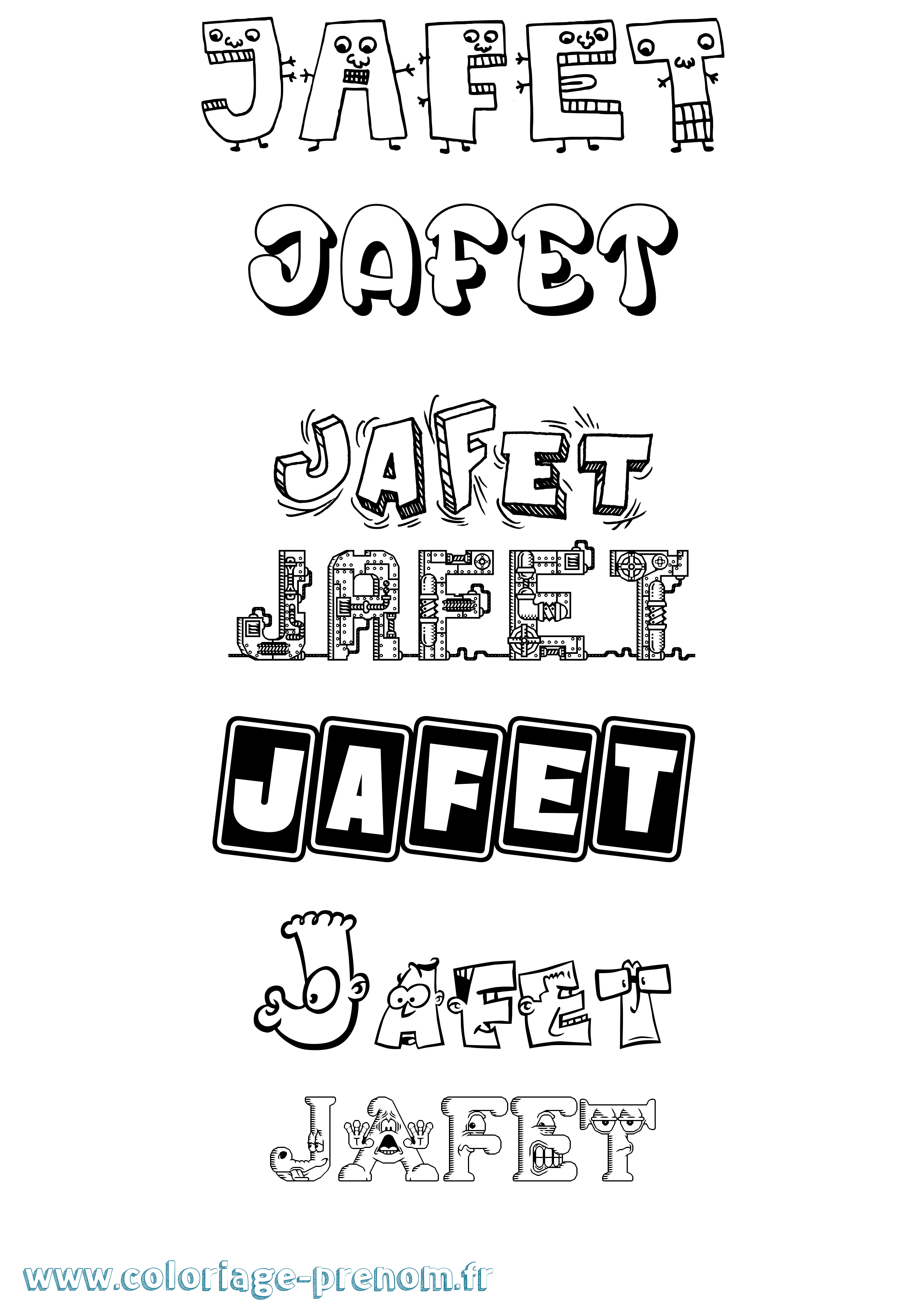 Coloriage prénom Jafet Fun