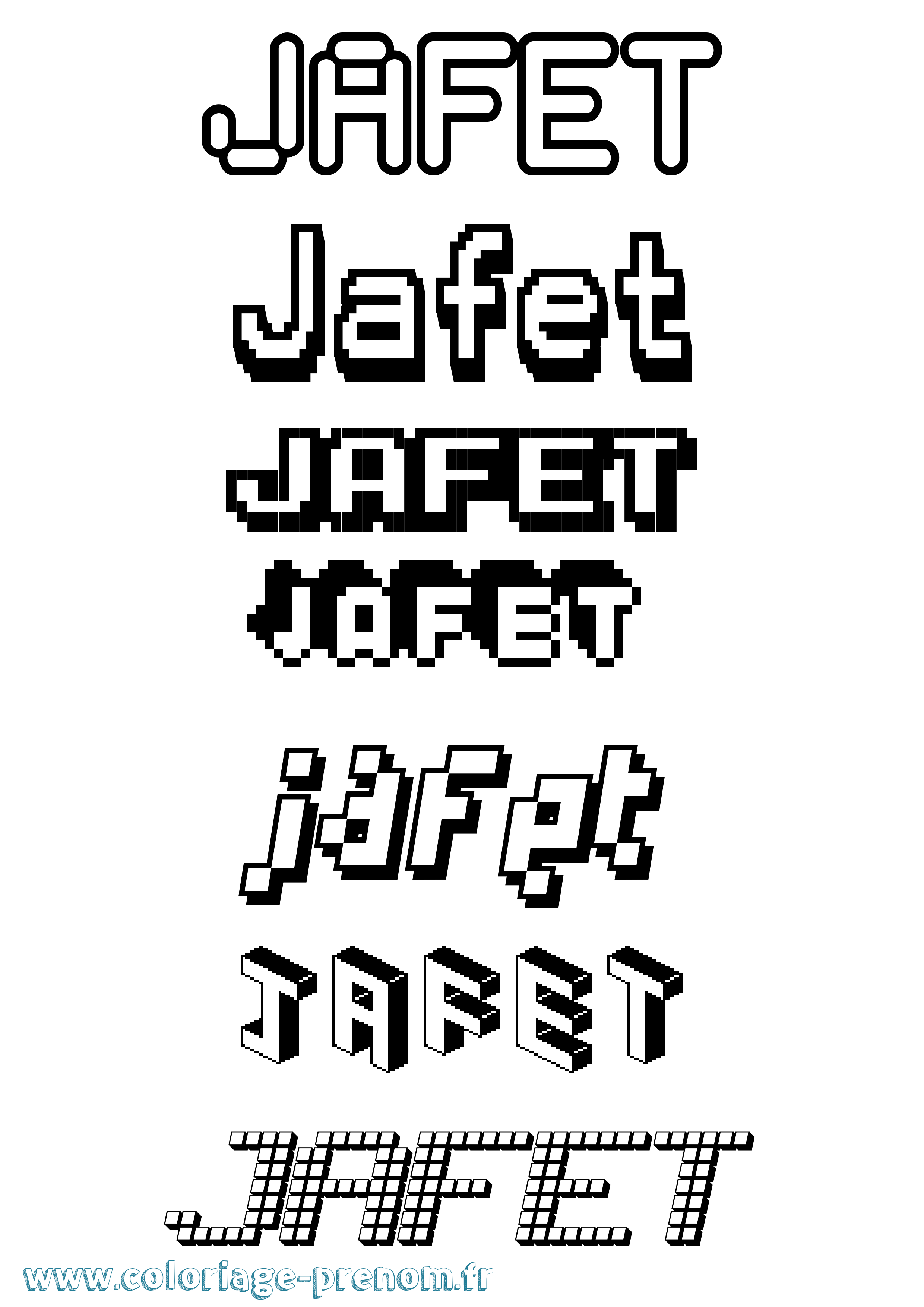 Coloriage prénom Jafet Pixel
