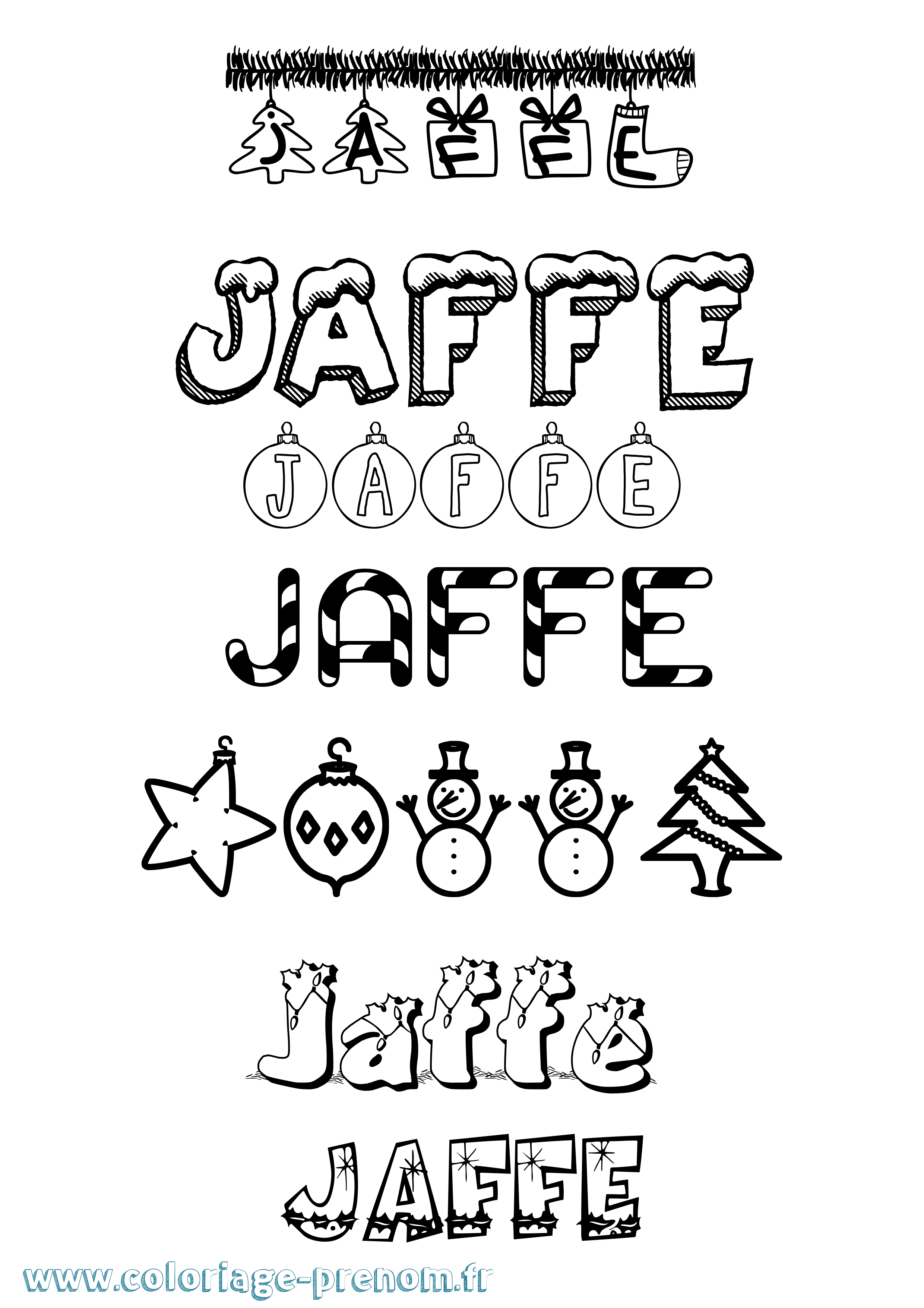 Coloriage prénom Jaffe Noël