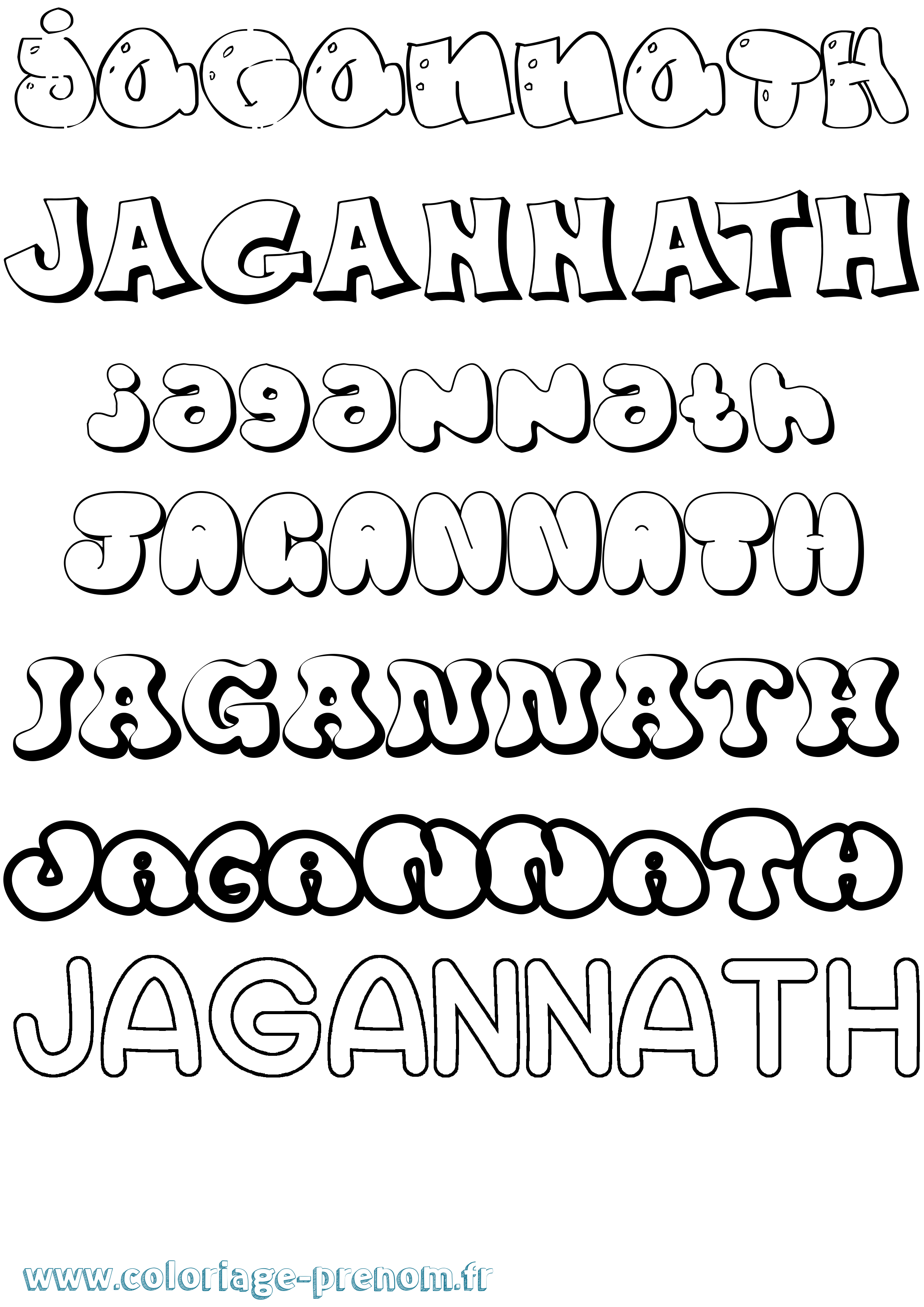 Coloriage prénom Jagannath Bubble