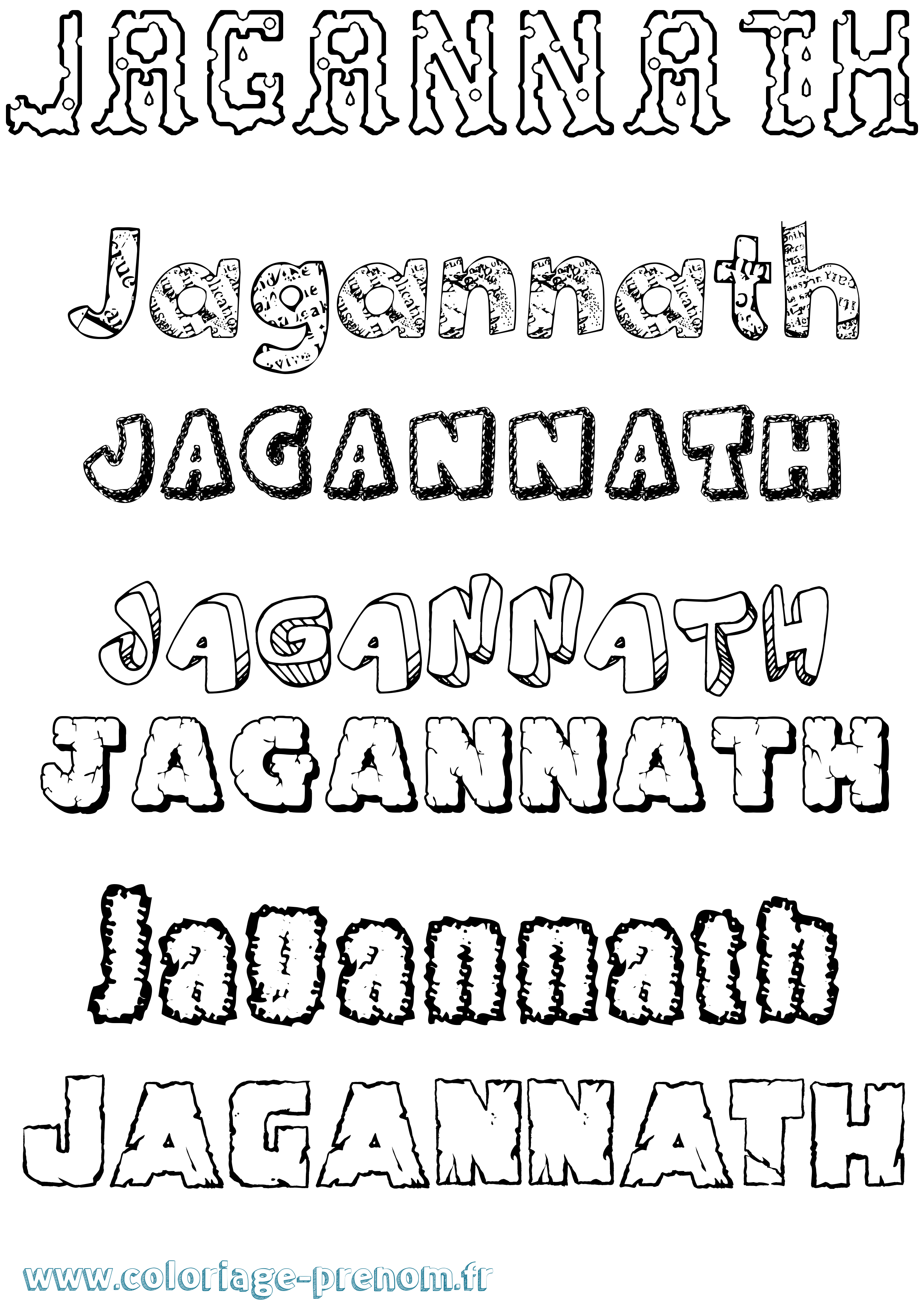 Coloriage prénom Jagannath Destructuré