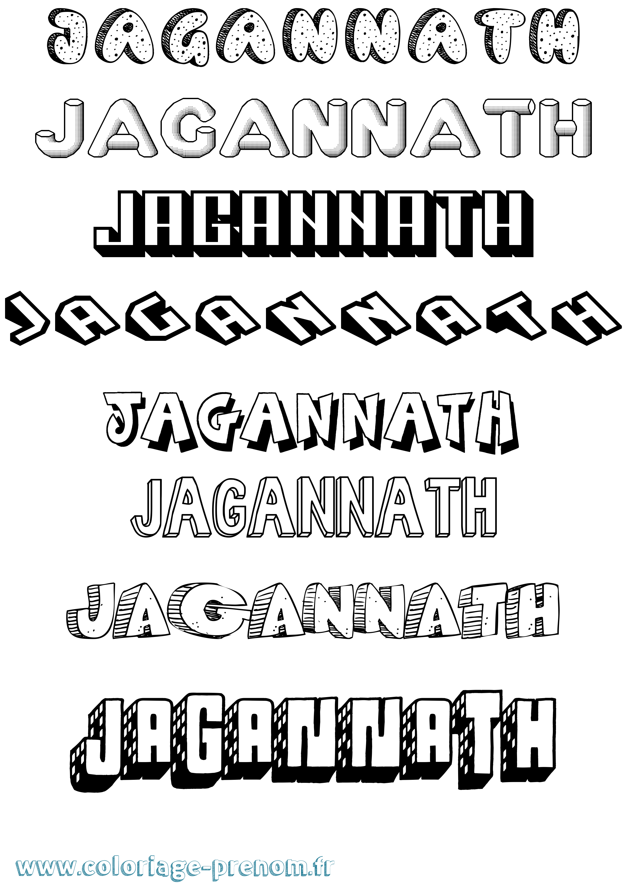 Coloriage prénom Jagannath Effet 3D