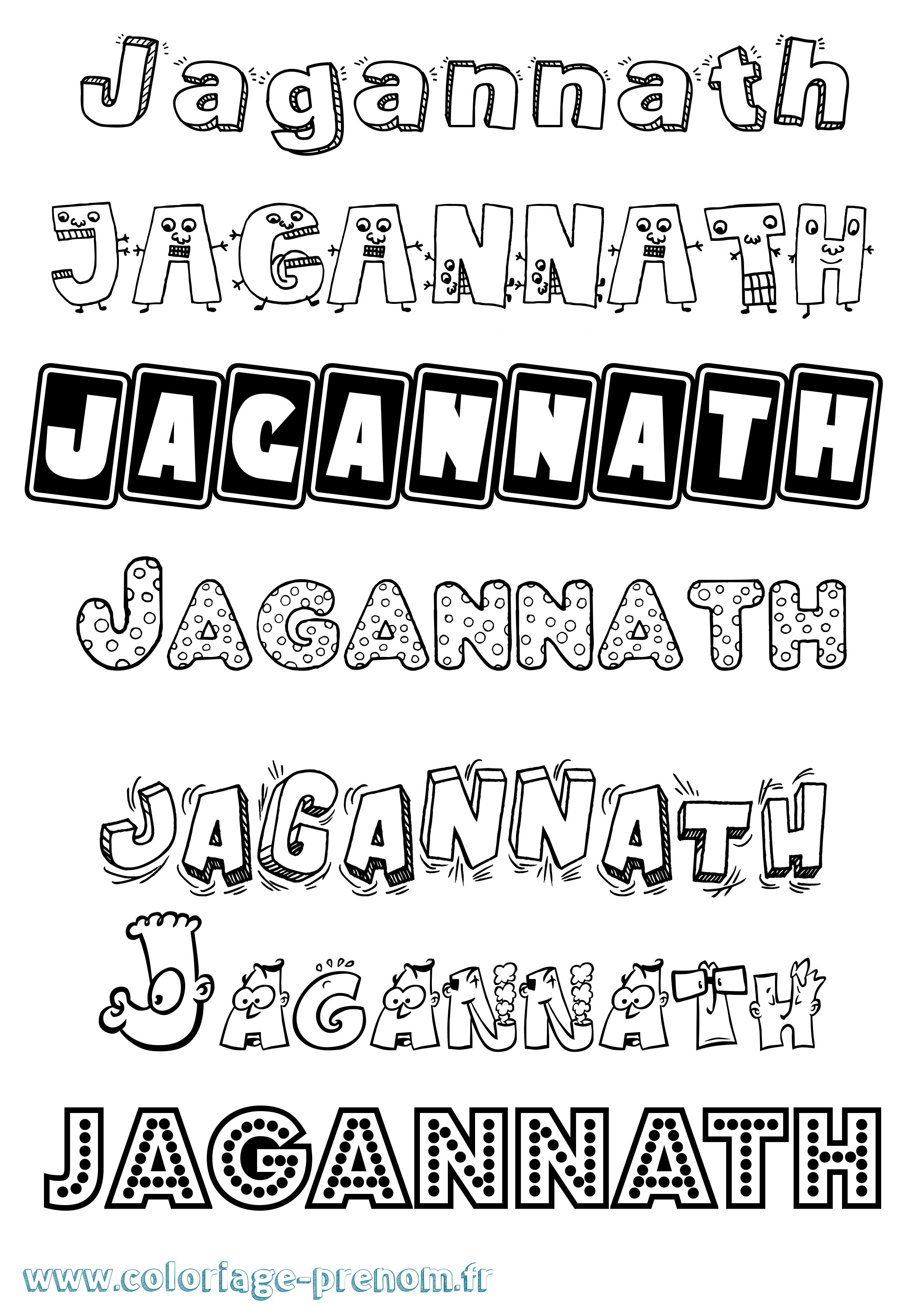 Coloriage prénom Jagannath Fun