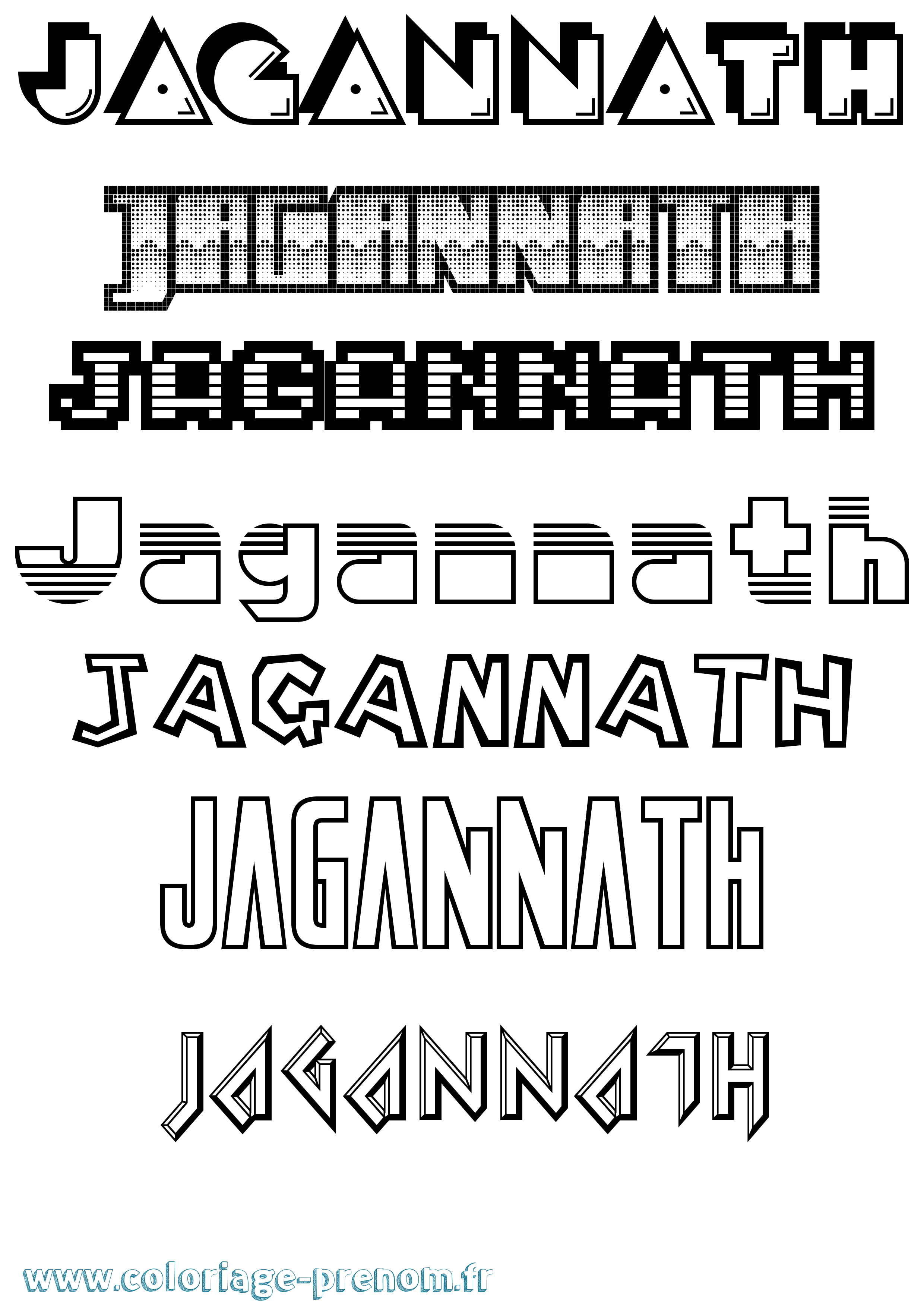 Coloriage prénom Jagannath Jeux Vidéos