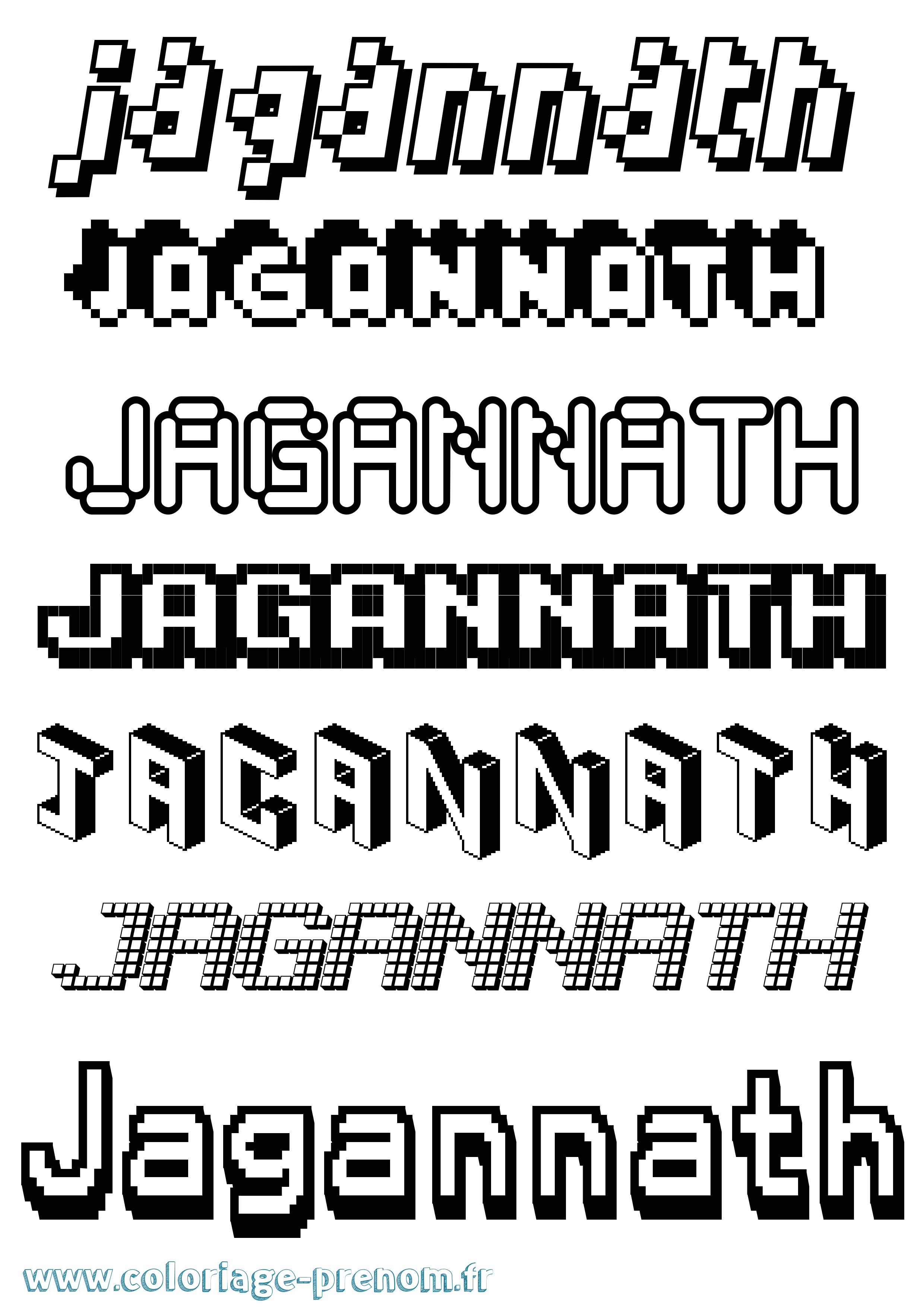 Coloriage prénom Jagannath Pixel