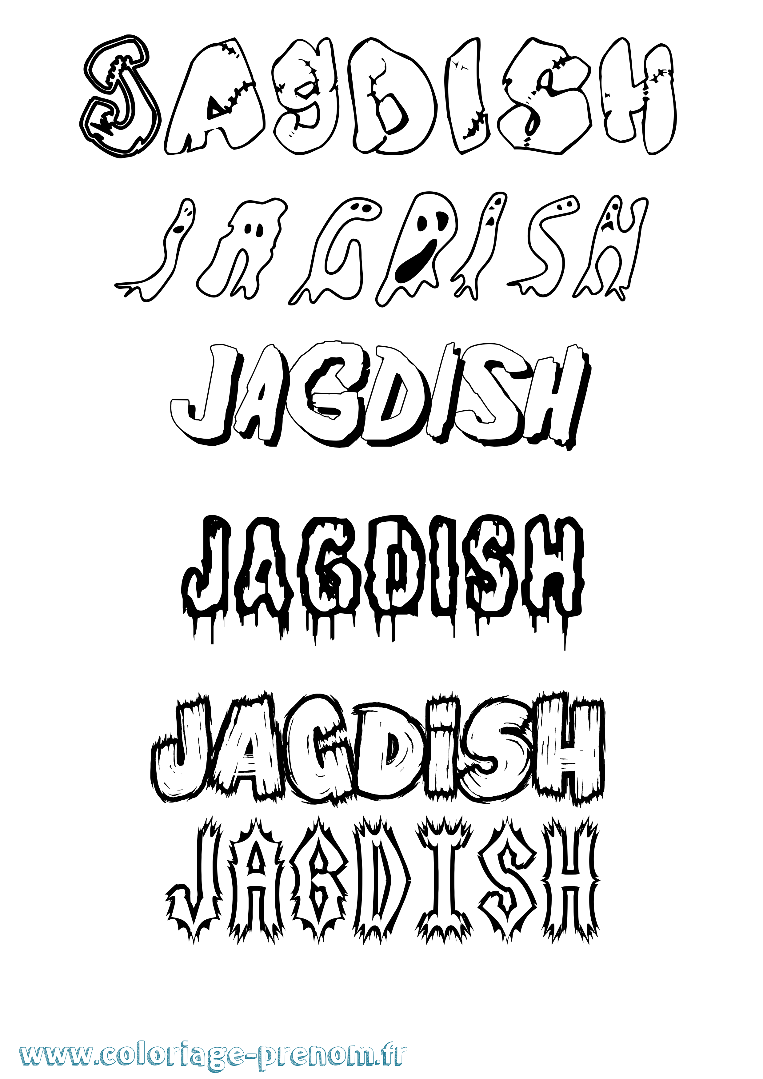Coloriage Jagdish Frisson Coloriage prénom Jagdish Frisson