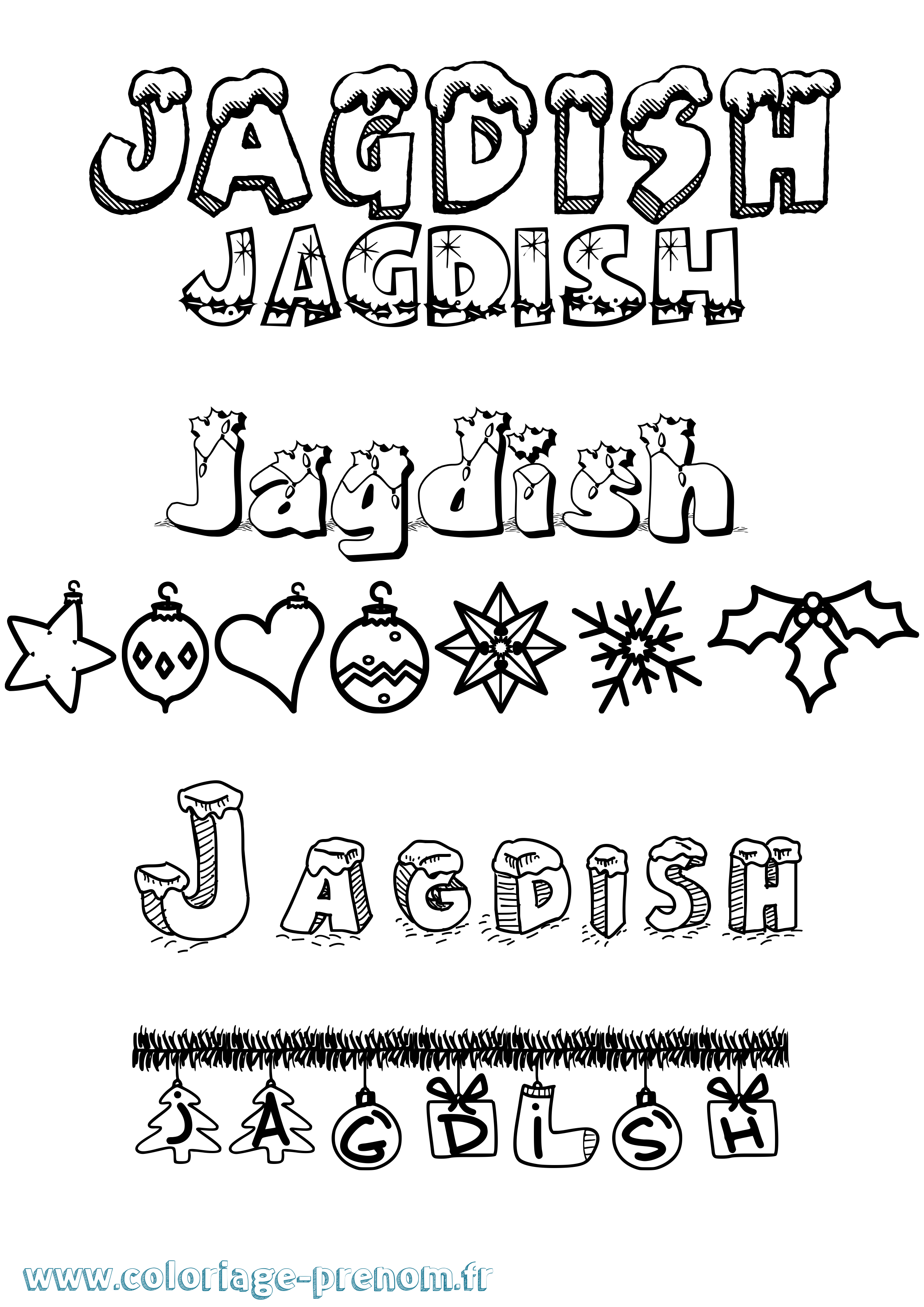 Coloriage Jagdish Noël Coloriage prénom Jagdish Noël