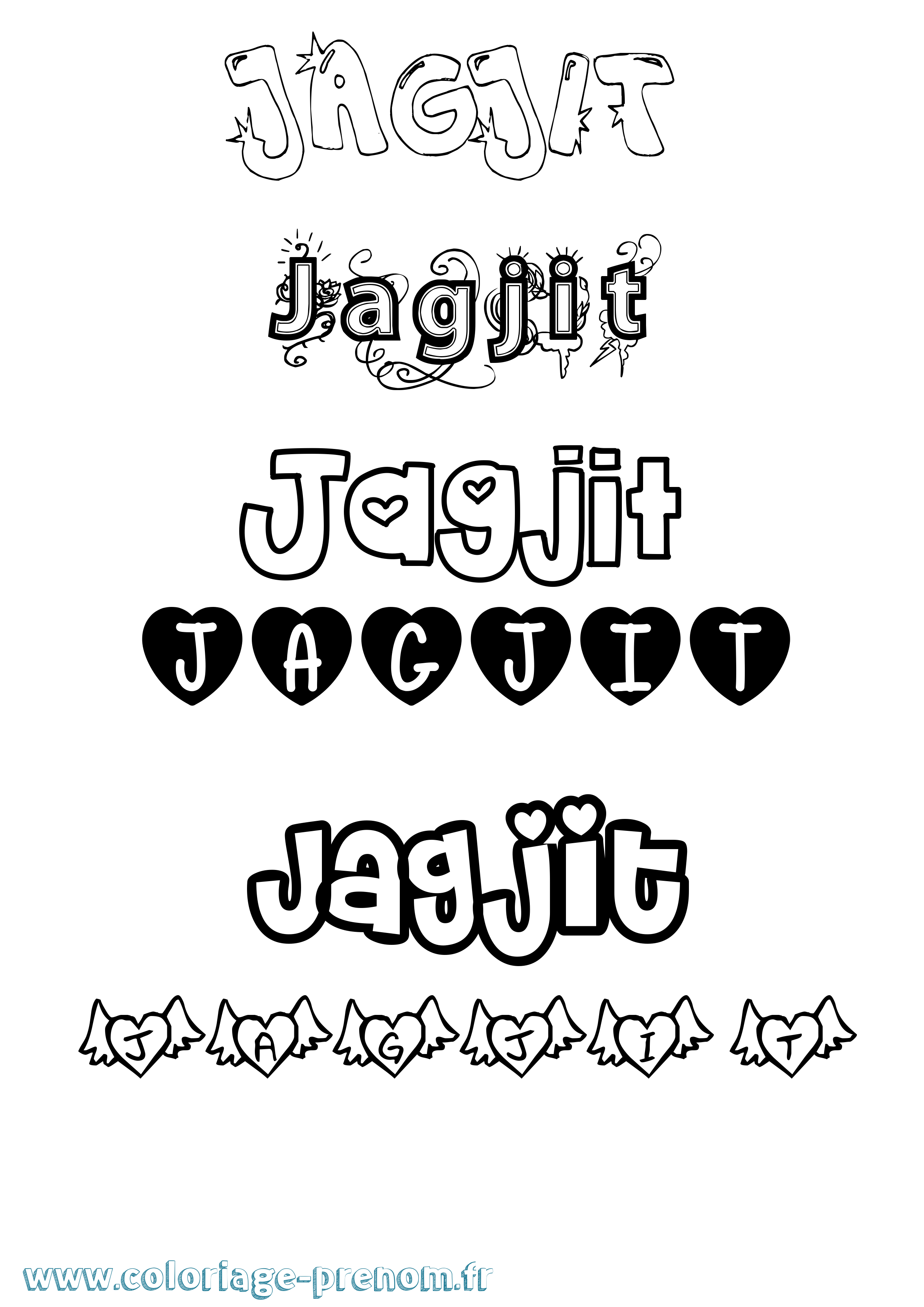 Coloriage prénom Jagjit Girly