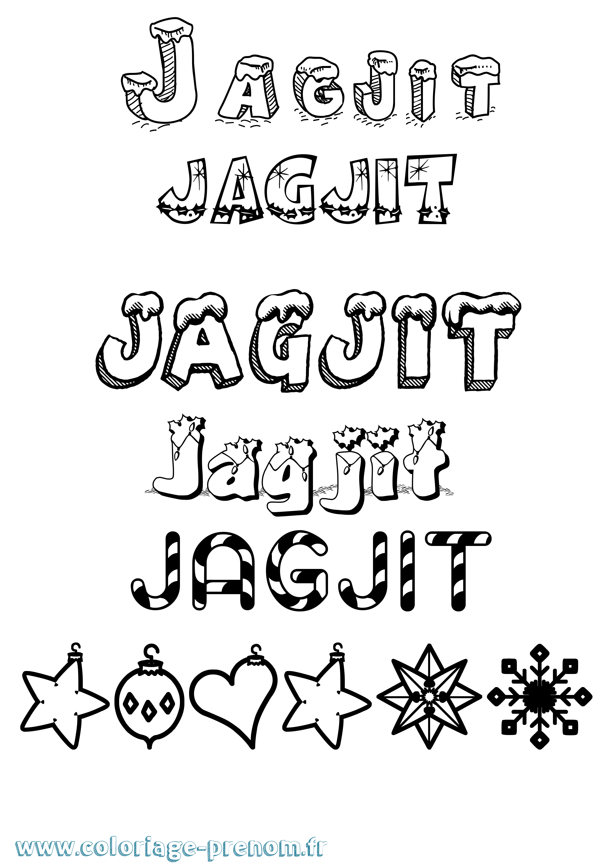 Coloriage prénom Jagjit Noël