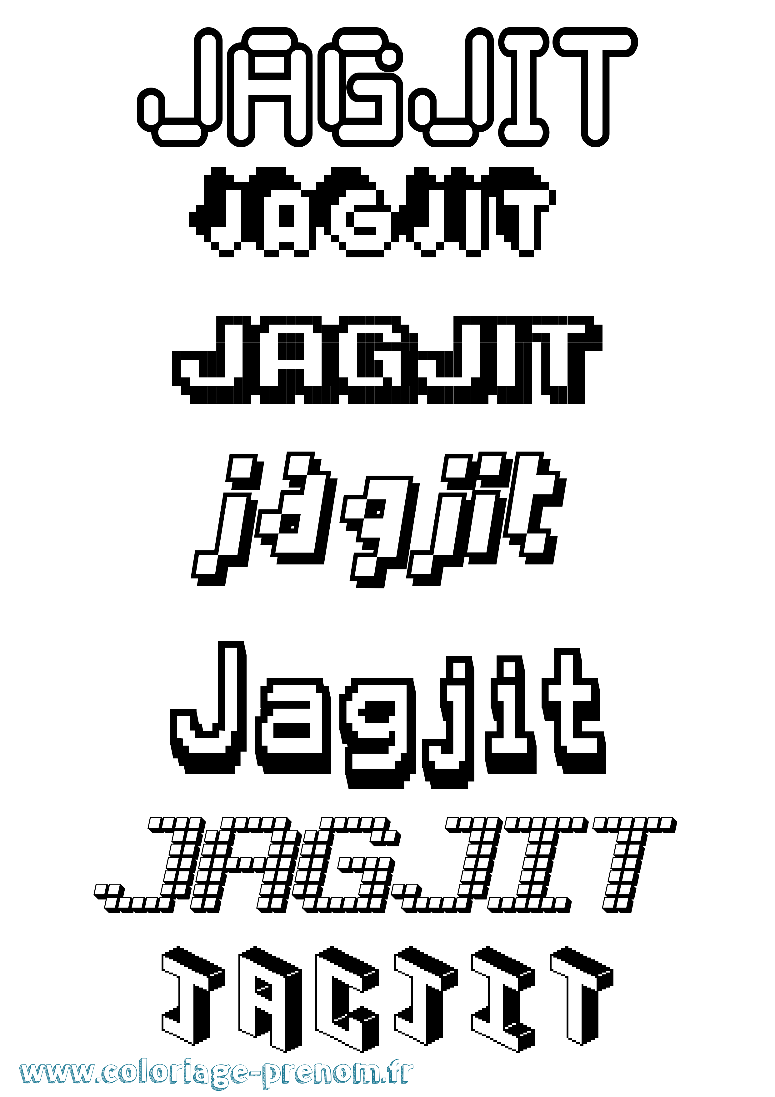 Coloriage prénom Jagjit Pixel