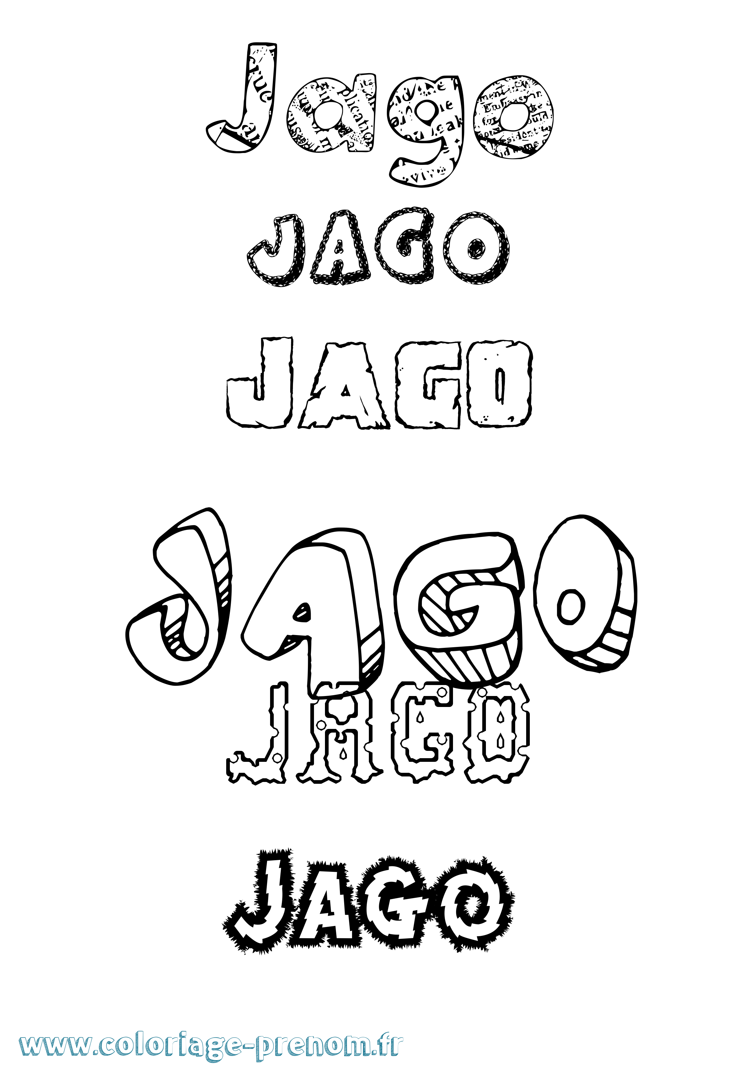 Coloriage prénom Jago Destructuré