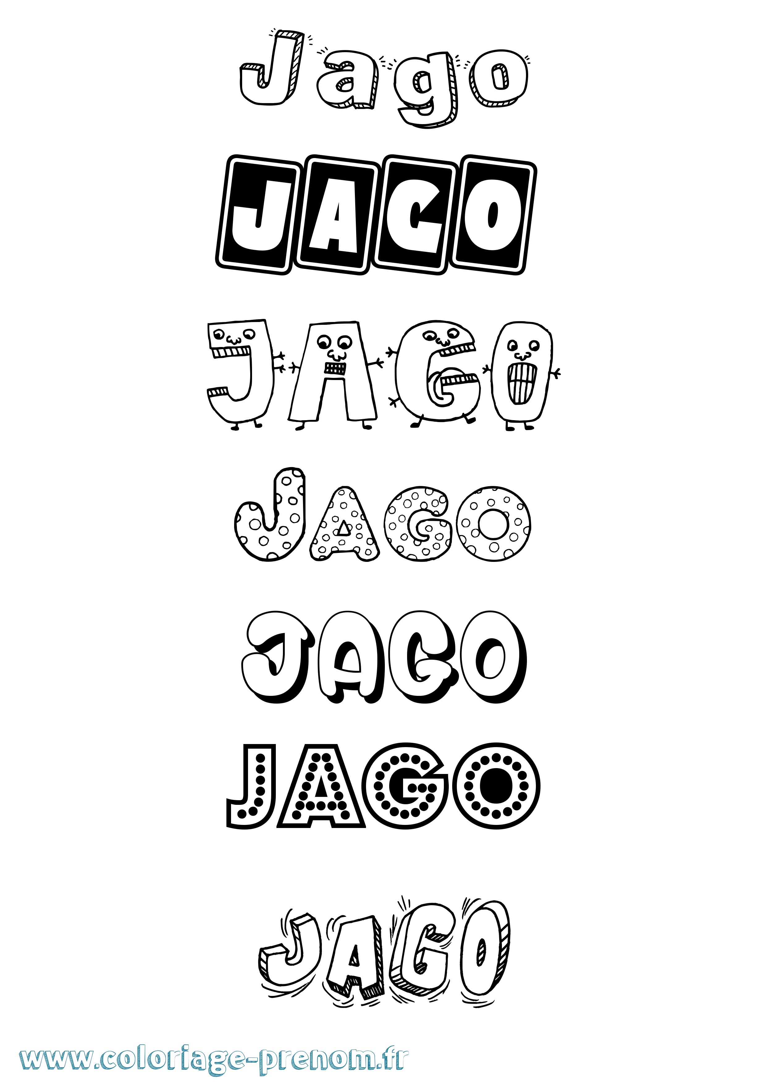 Coloriage prénom Jago Fun