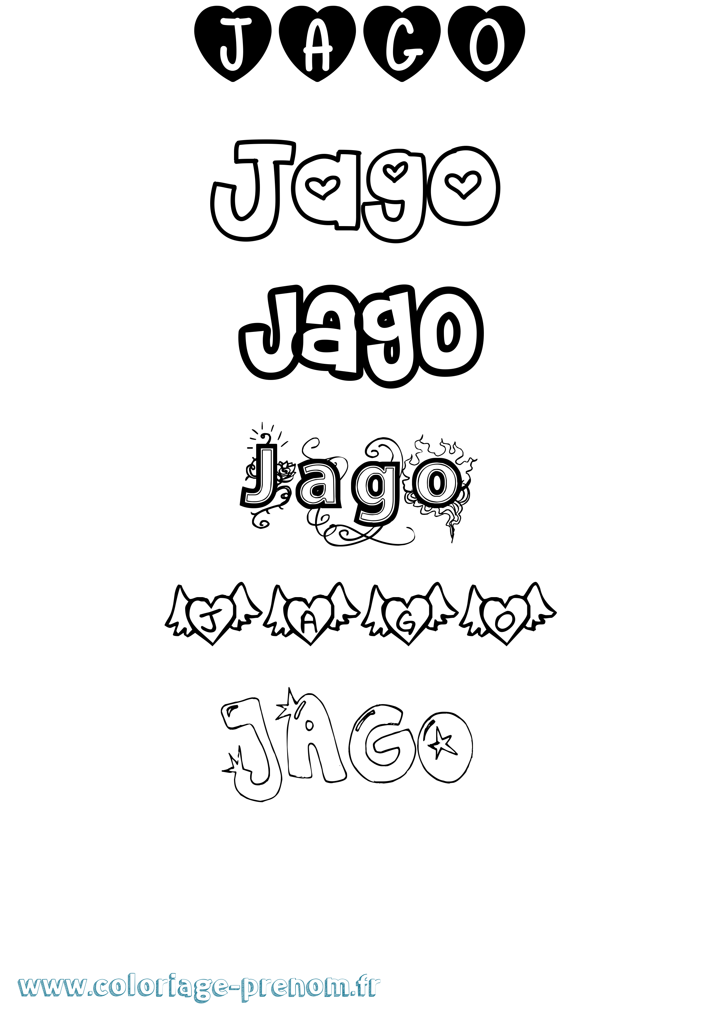 Coloriage prénom Jago Girly