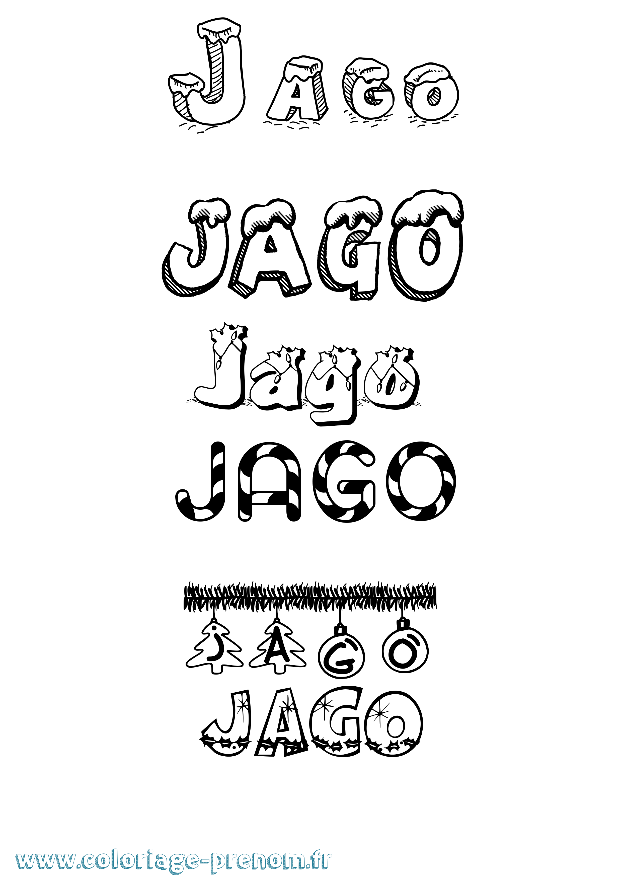 Coloriage prénom Jago Noël
