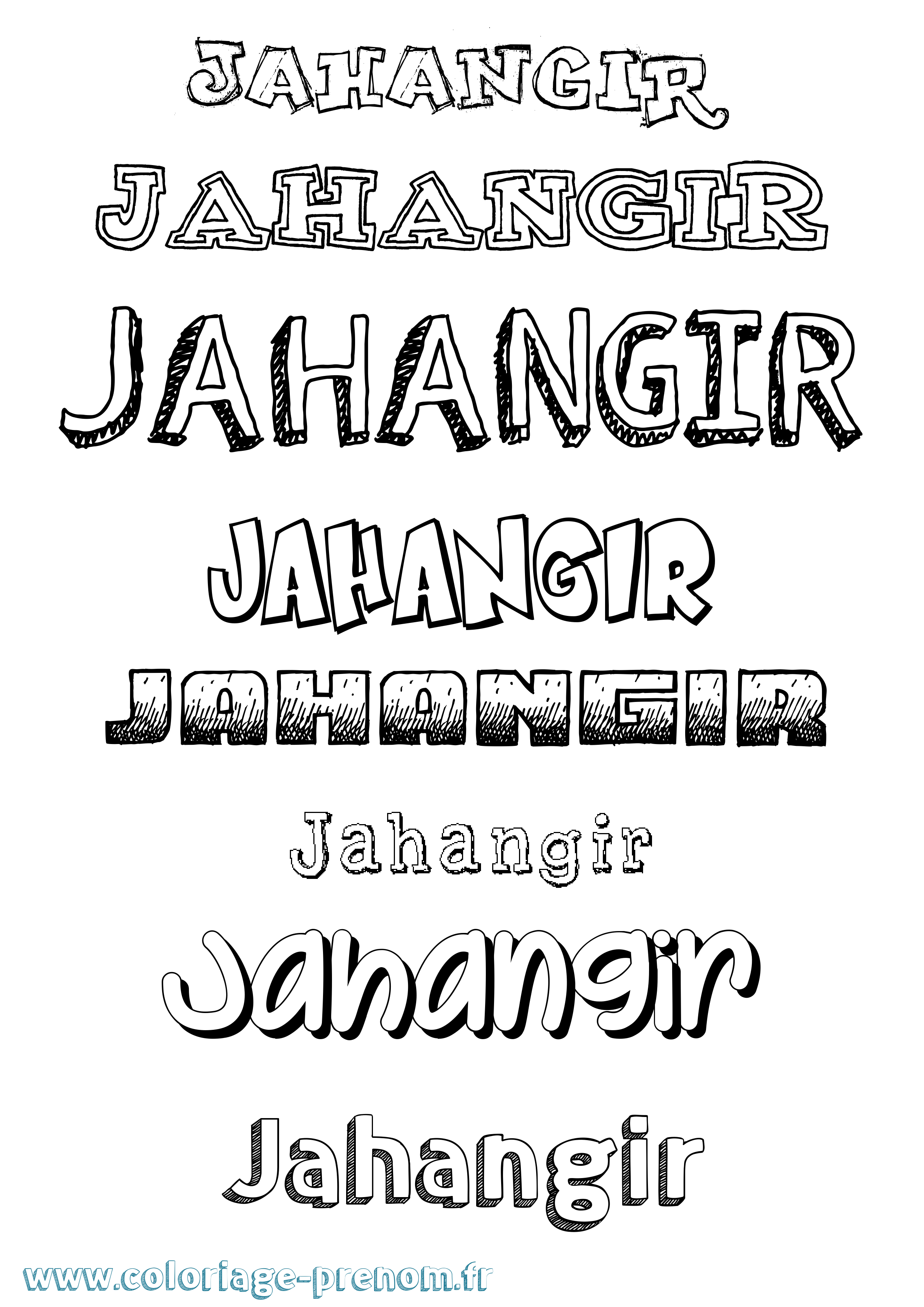 Coloriage prénom Jahangir Dessiné