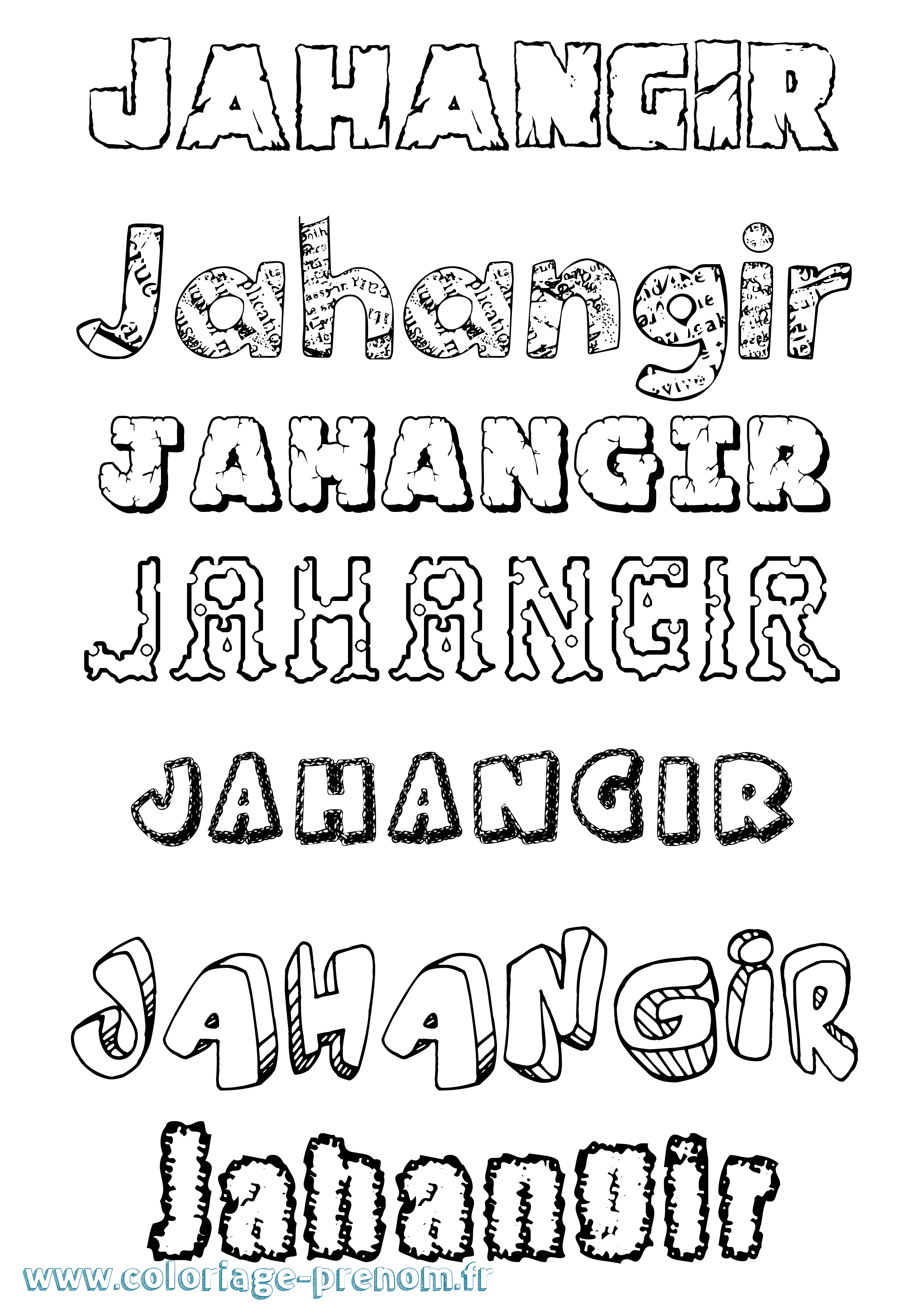 Coloriage prénom Jahangir Destructuré