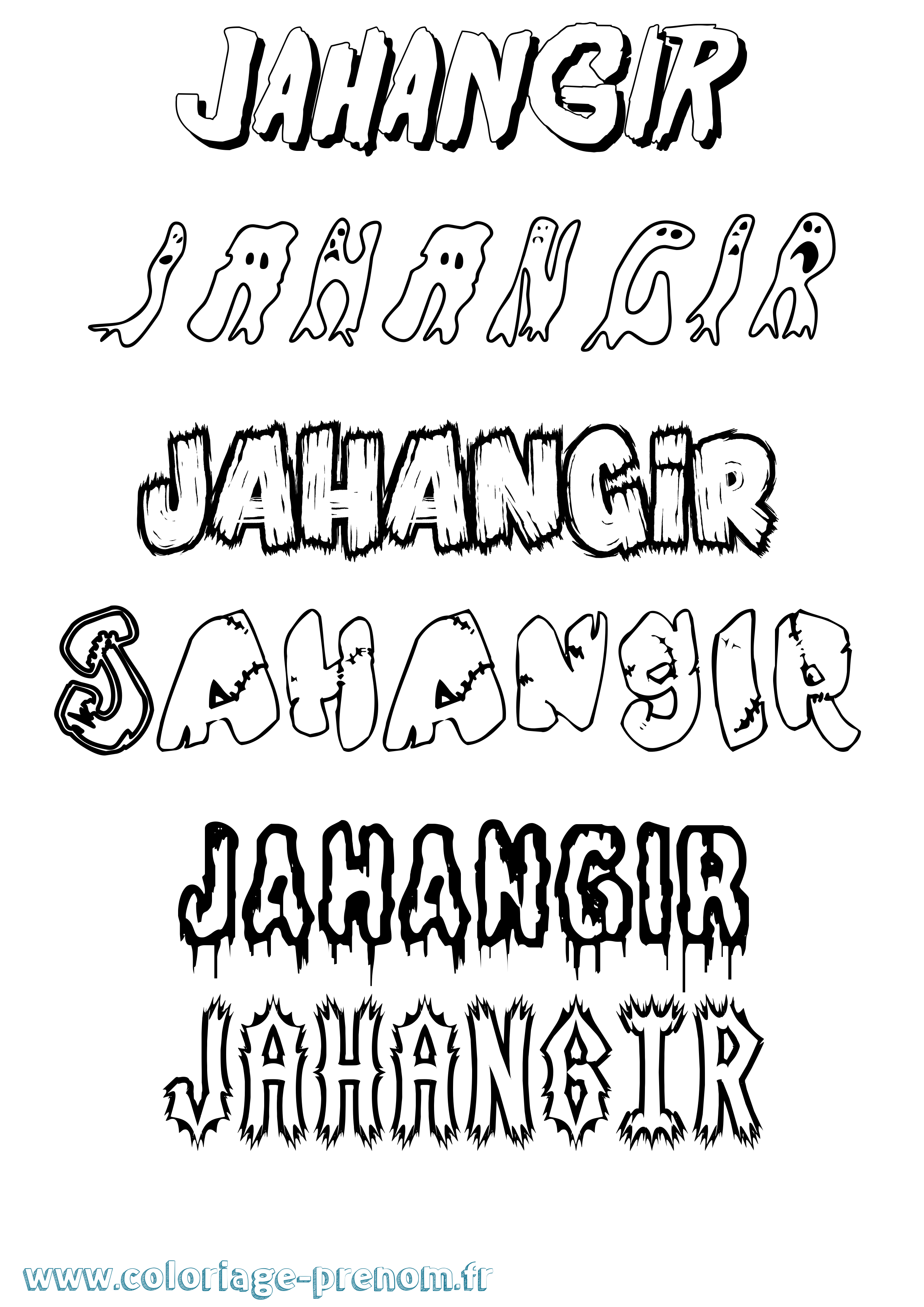 Coloriage prénom Jahangir Frisson