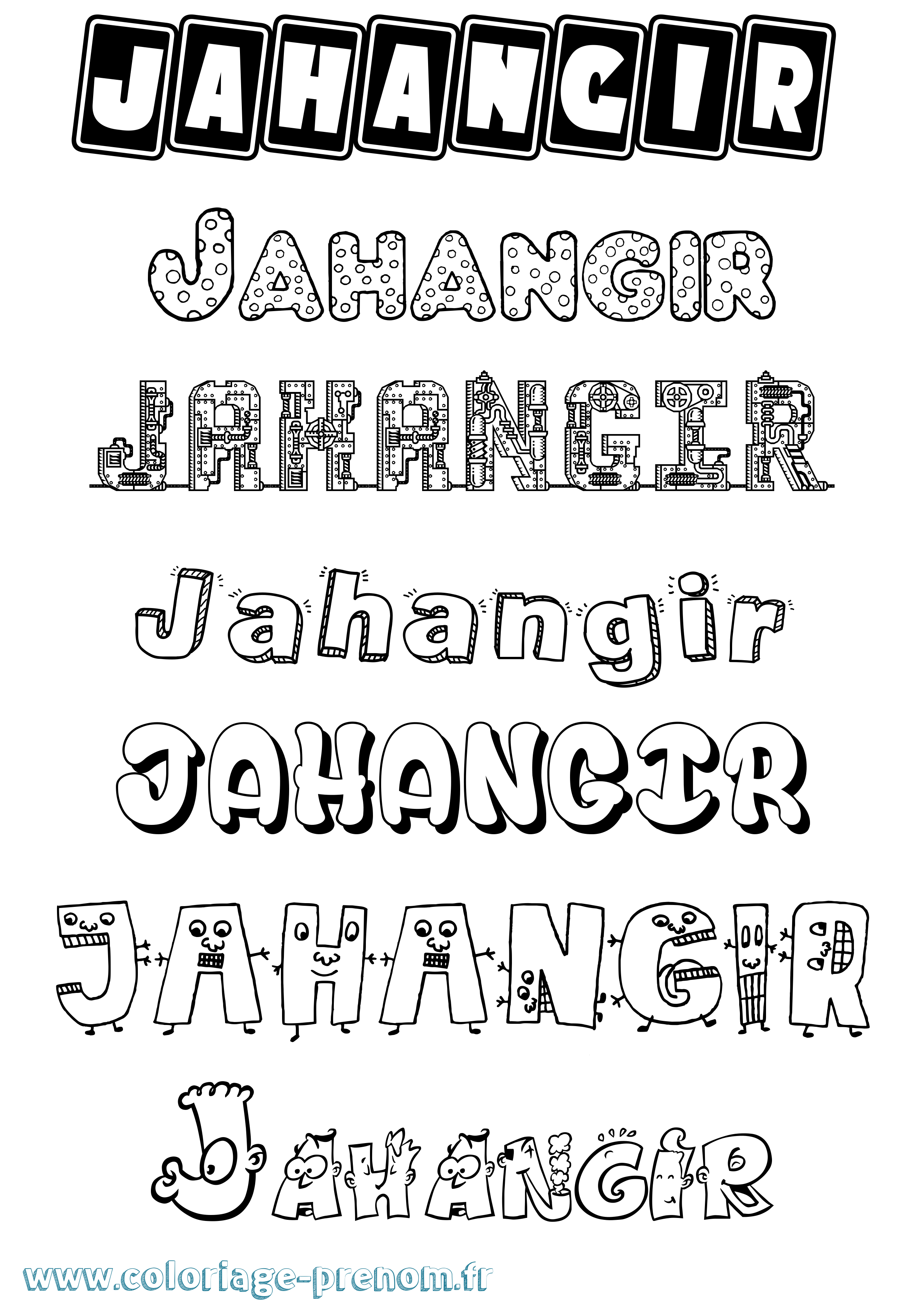 Coloriage prénom Jahangir Fun
