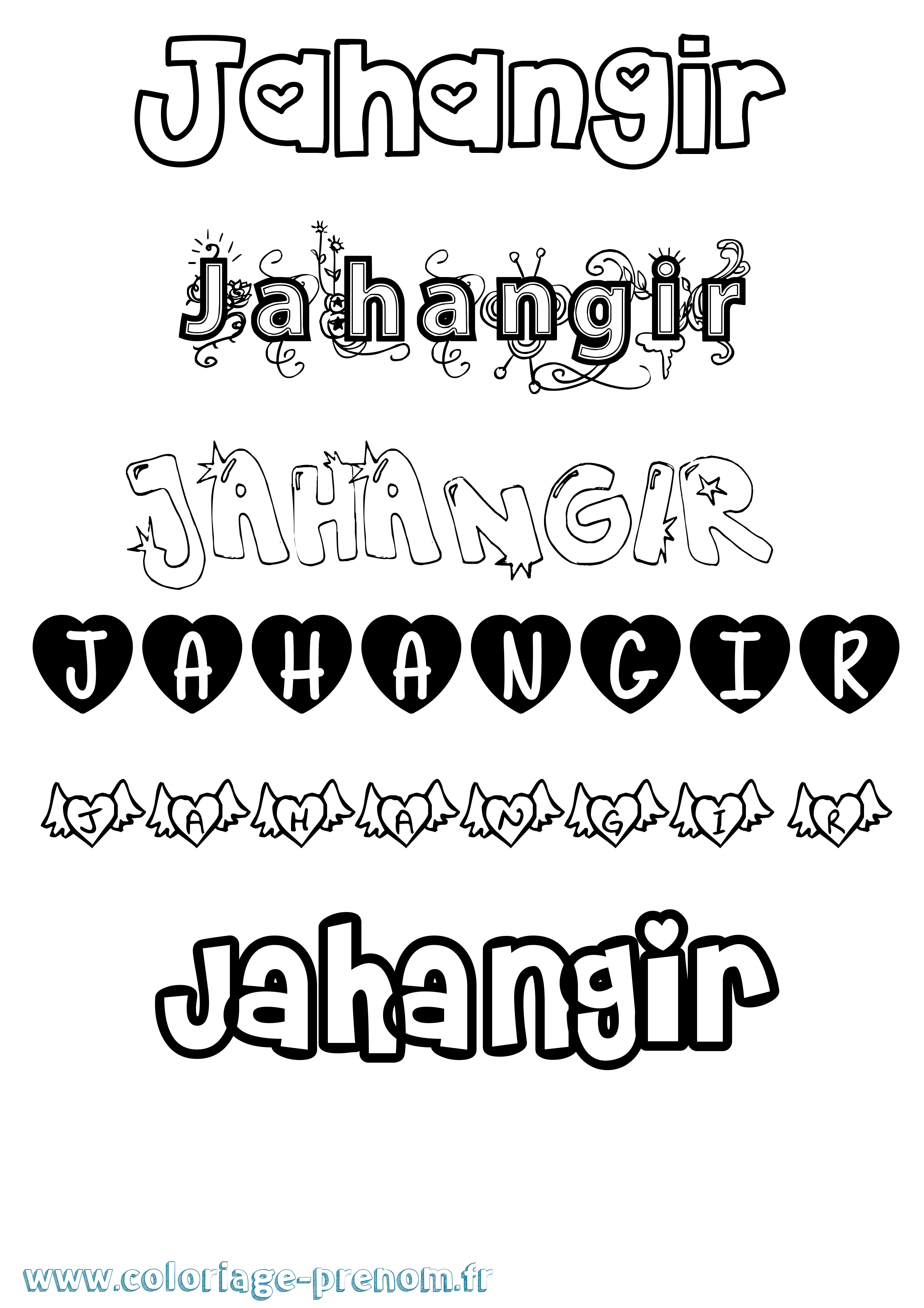 Coloriage prénom Jahangir Girly