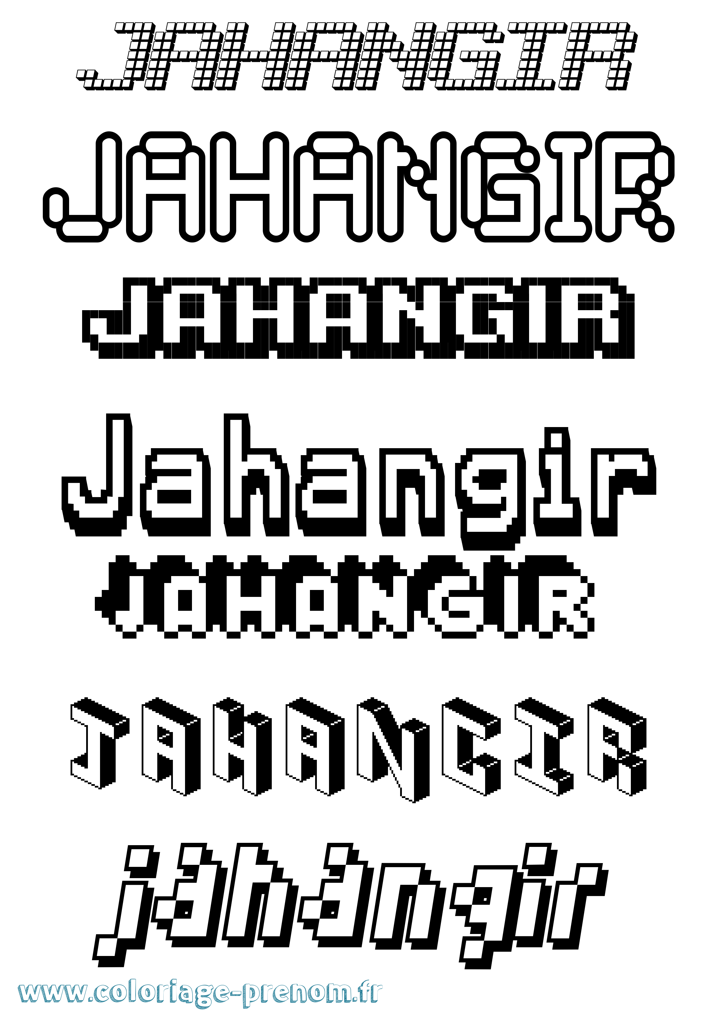 Coloriage prénom Jahangir Pixel