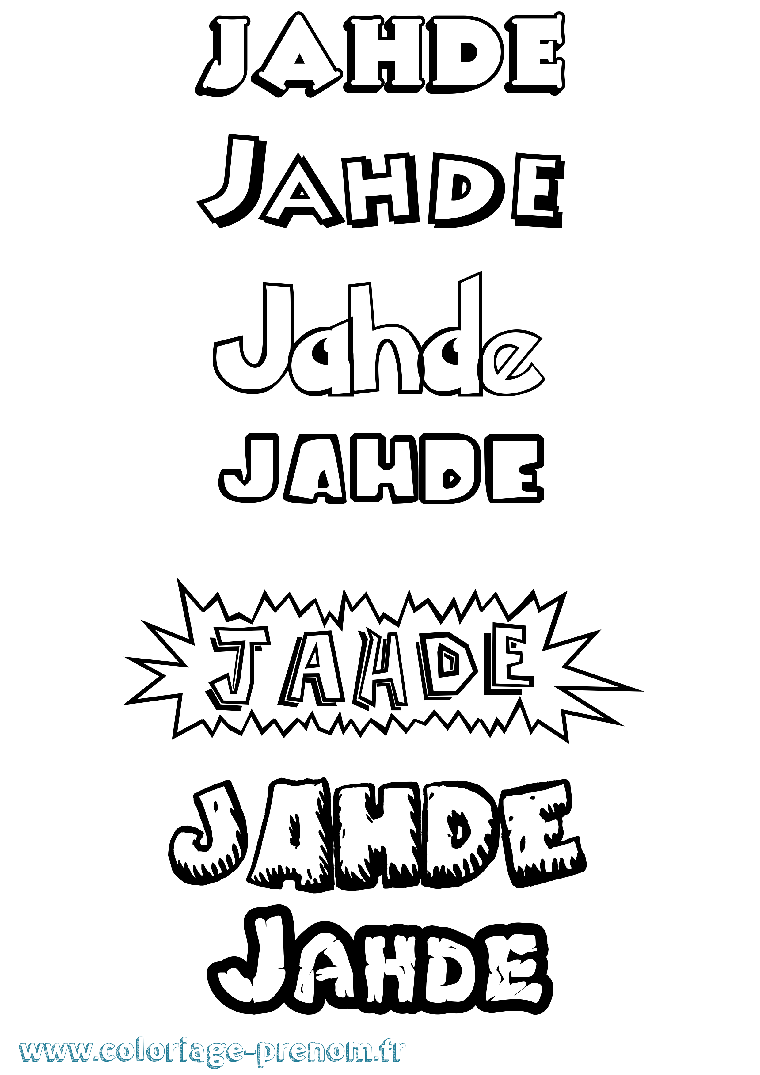 Coloriage prénom Jahde Dessin Animé